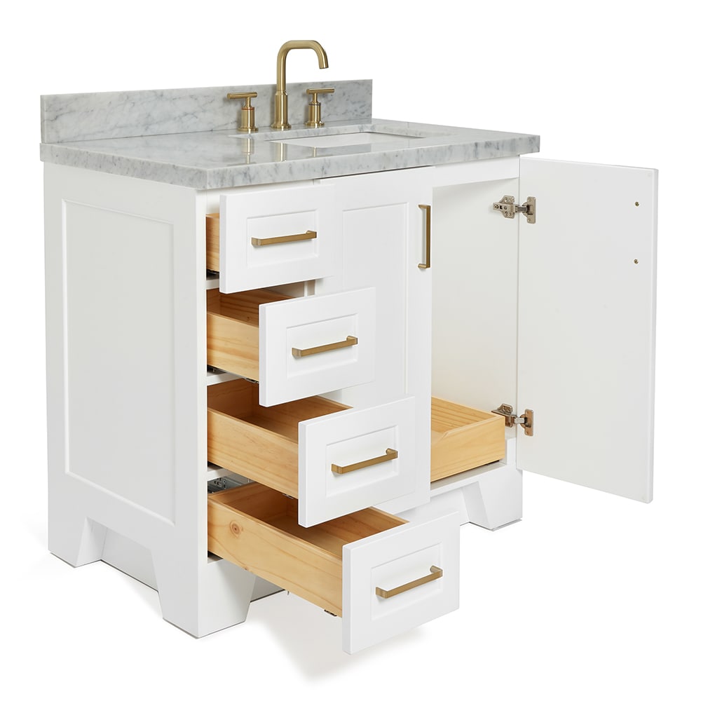 Taylor White Single Bathroom Vanity with Carrara Marble Top