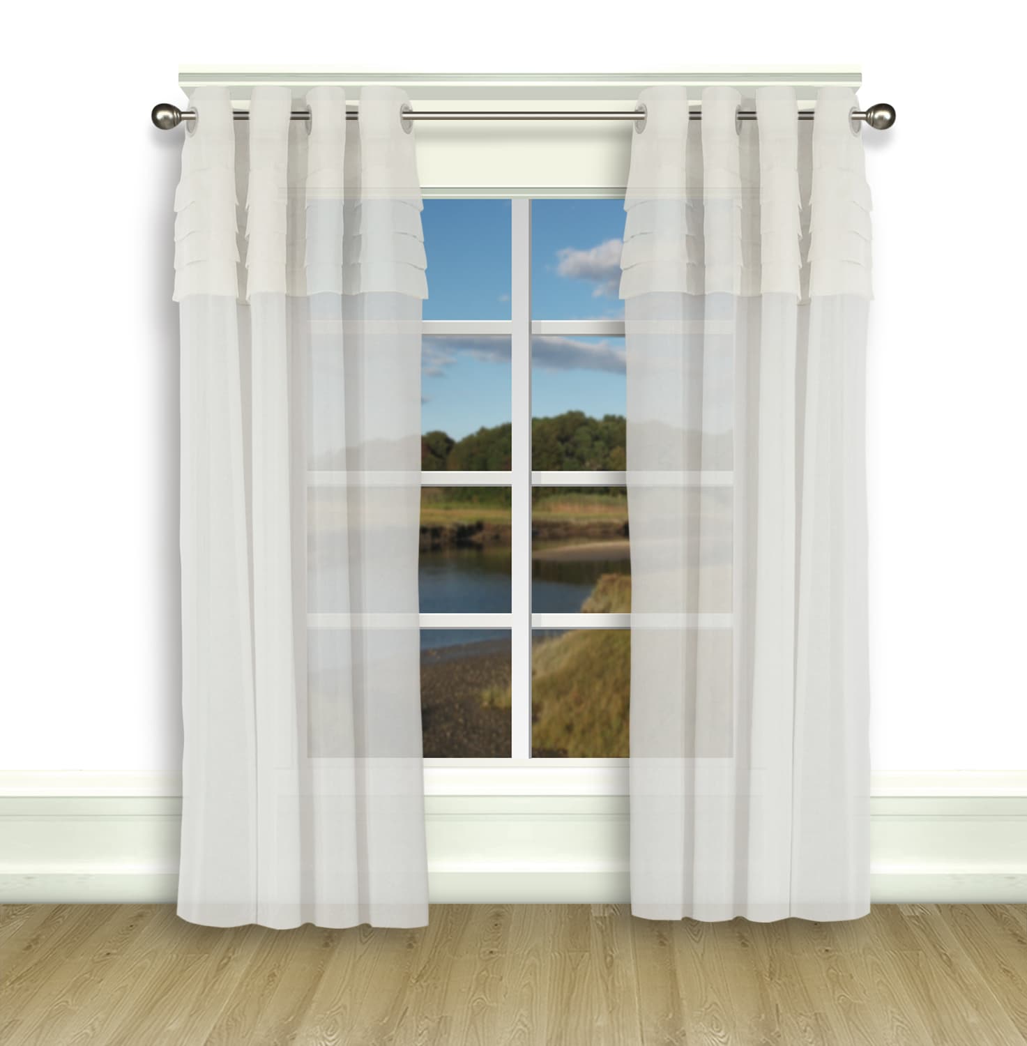 Ricardo Trading 02800-79-063-01 63-Inches White Semi-sheer Grommet Single curtain panel