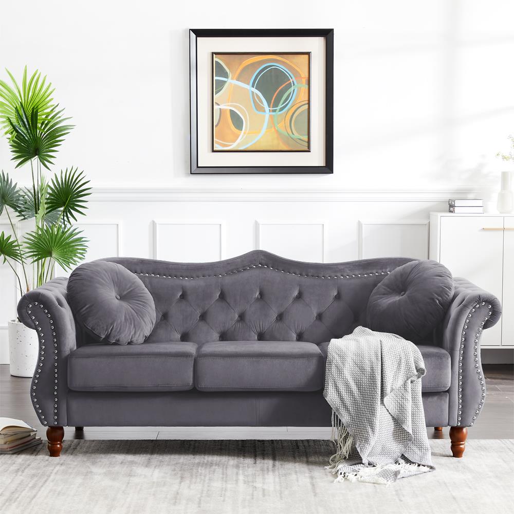 CASAINC SF-XCH8002DG 33-in Modern Gray Velvet Sofa