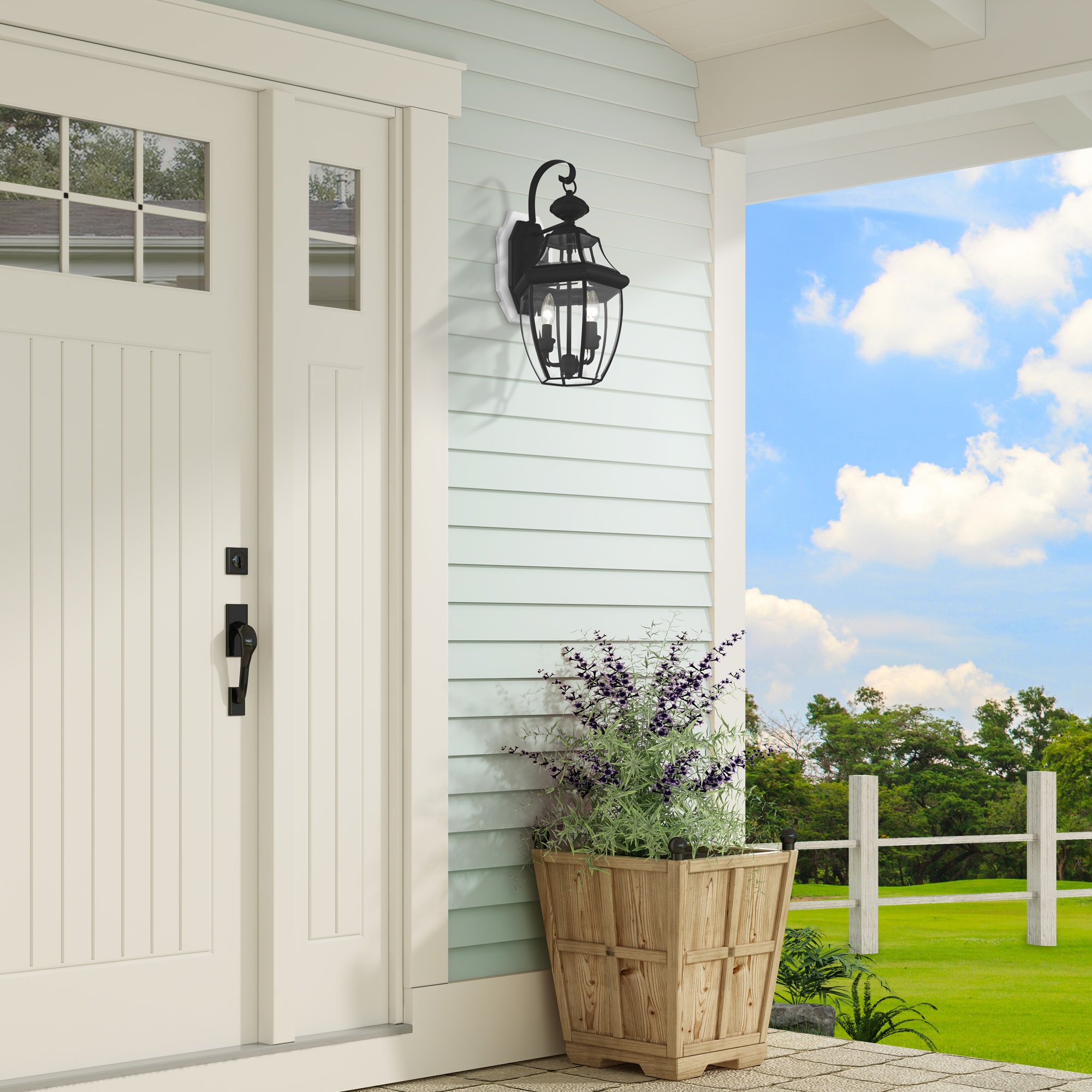 Monterey Colonial Style Black Brass Outdoor Wall Lantern