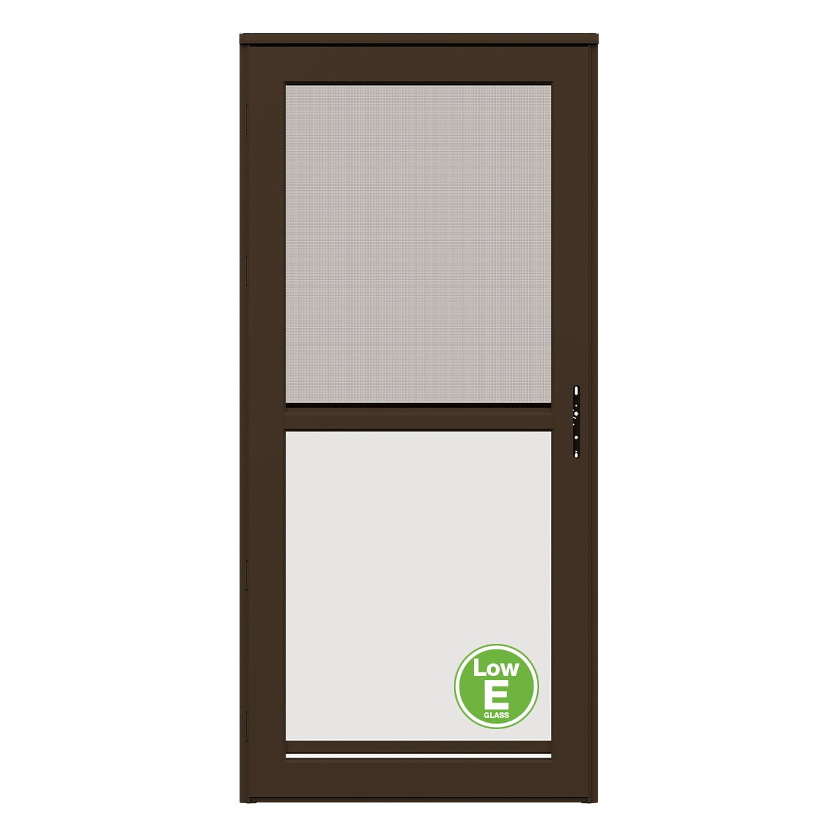 Platinum 32-in x 81-in Woodland Full-view Retractable Screen Aluminum Storm Door Right-Hand Outswing in Brown | - LARSON 45604381LE