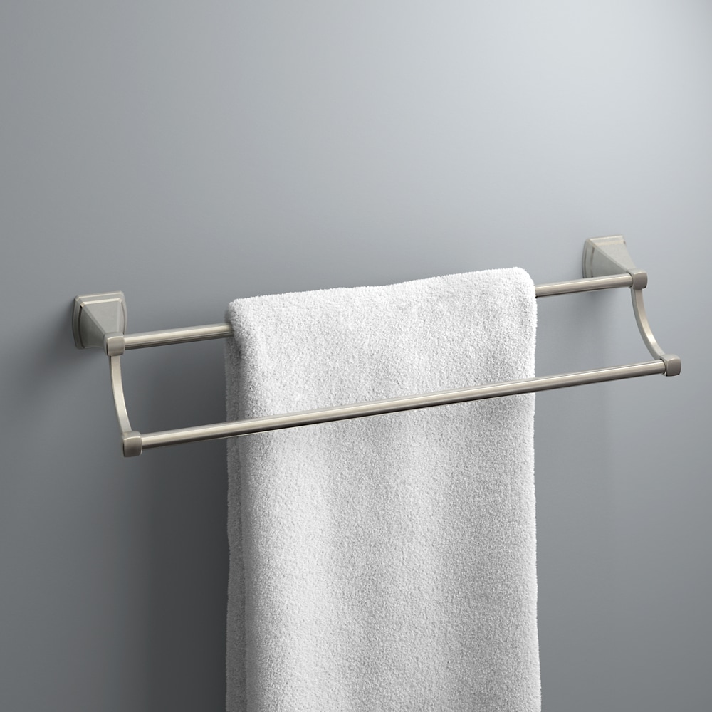 Modern Fluted Brushed Nickel Wall-Mounted Bathroom Towel Rack + Reviews