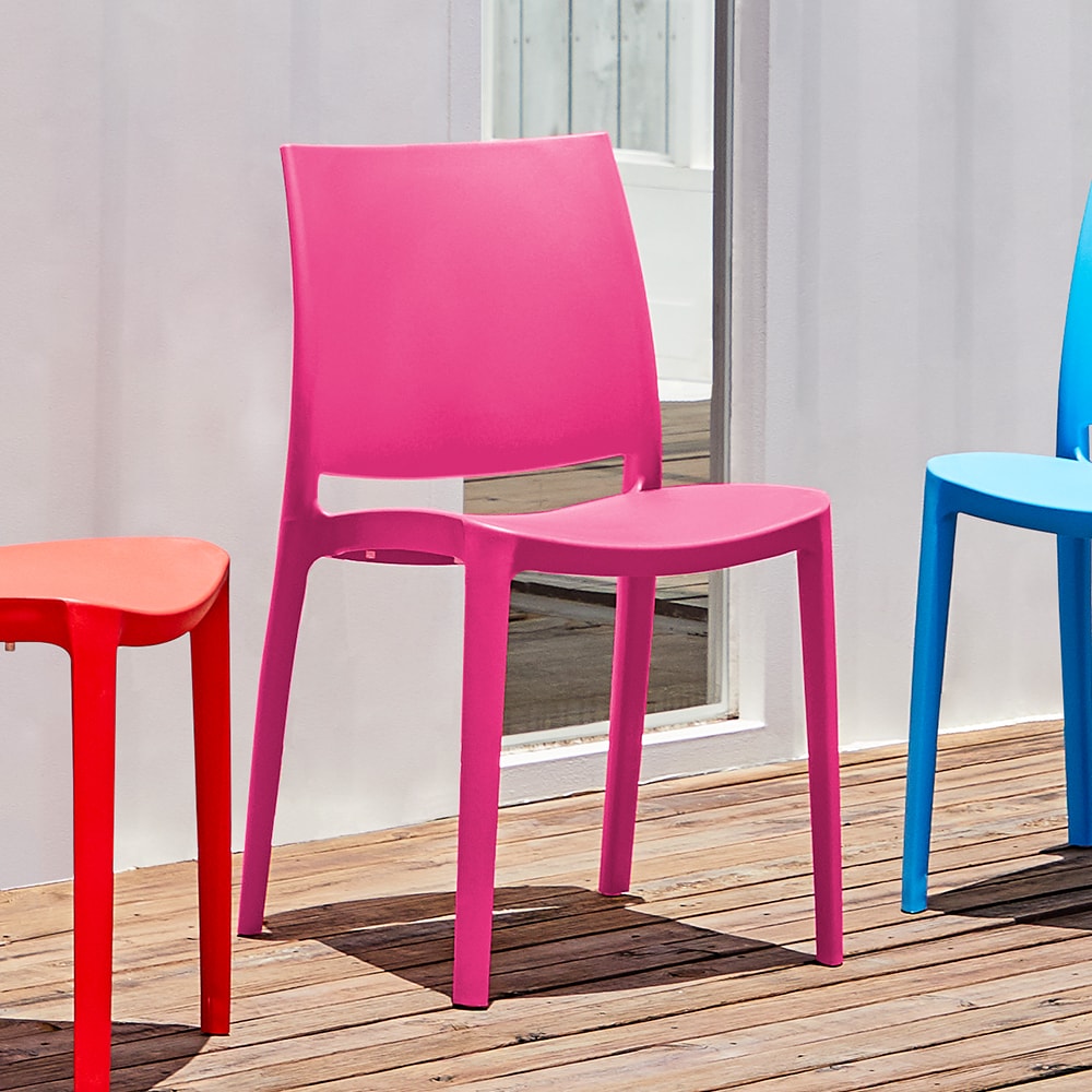 Fuchsia Resin Stackable Modern Side Chairs - Set of 4
