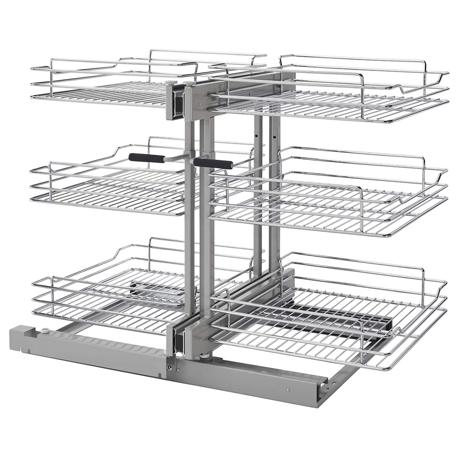 Rev-A-Shelf 269792 32.25-Inches W x 24-Inches H x 20.4-Inches D 3 -Tier Cabinet-mount Chrome Metal Pull-out Sliding shelf kit
