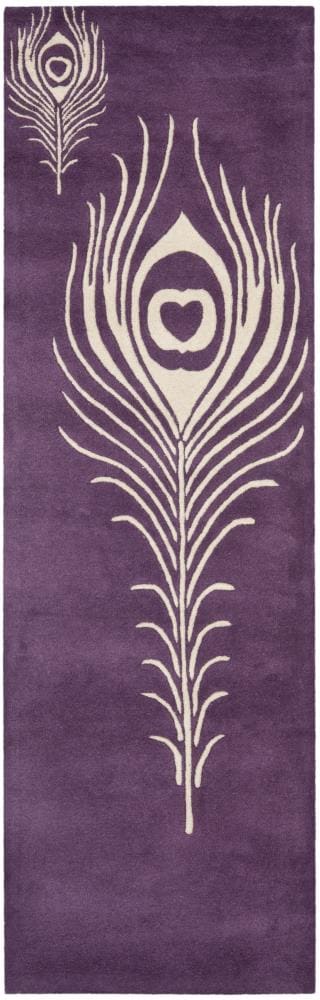 Safavieh SOH704A-210 Soho Pinion 2 x 10 (ft) Tufted Wool Purple/Ivory Rectangular Indoor Abstract Runner rug