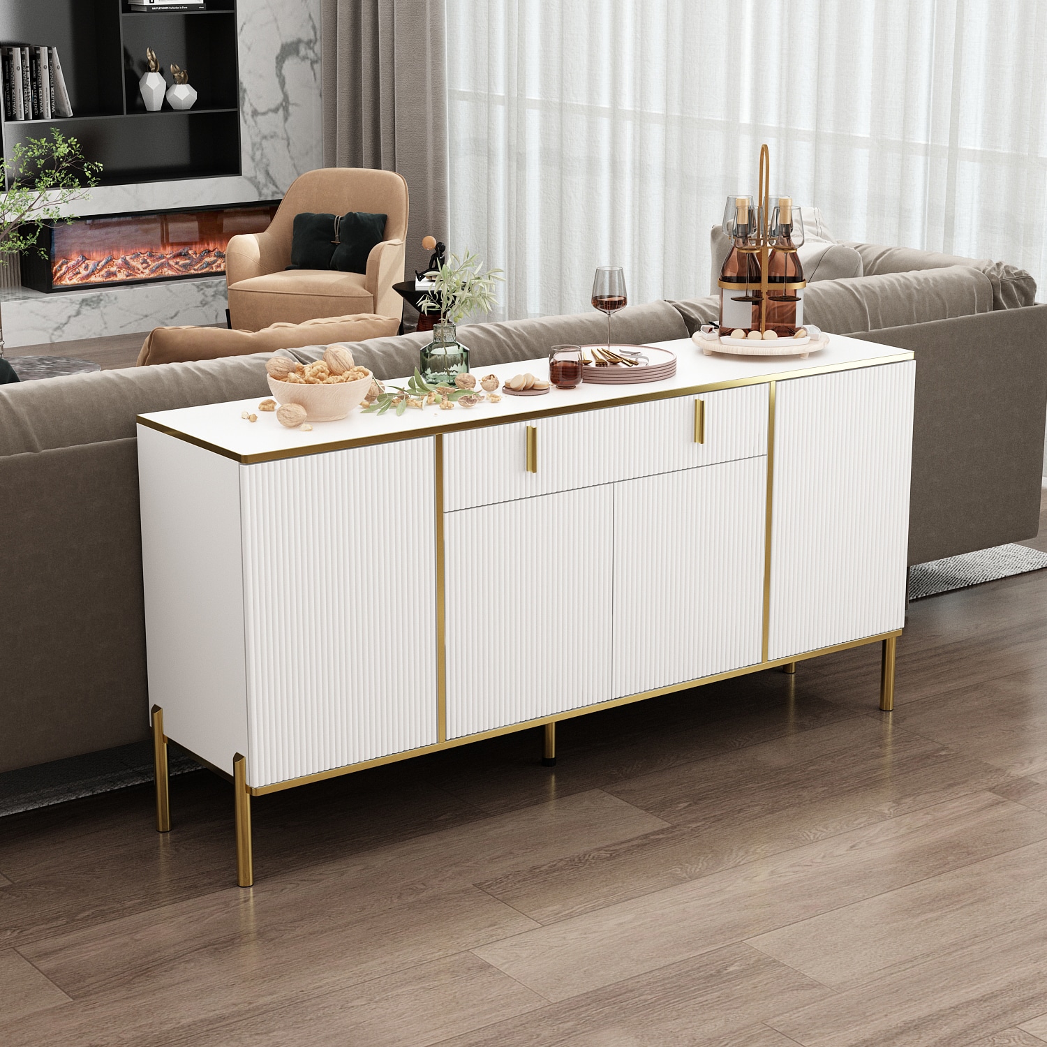 FUFU&GAGA LJY-KF210183-02 Contemporary/Modern White Sideboard