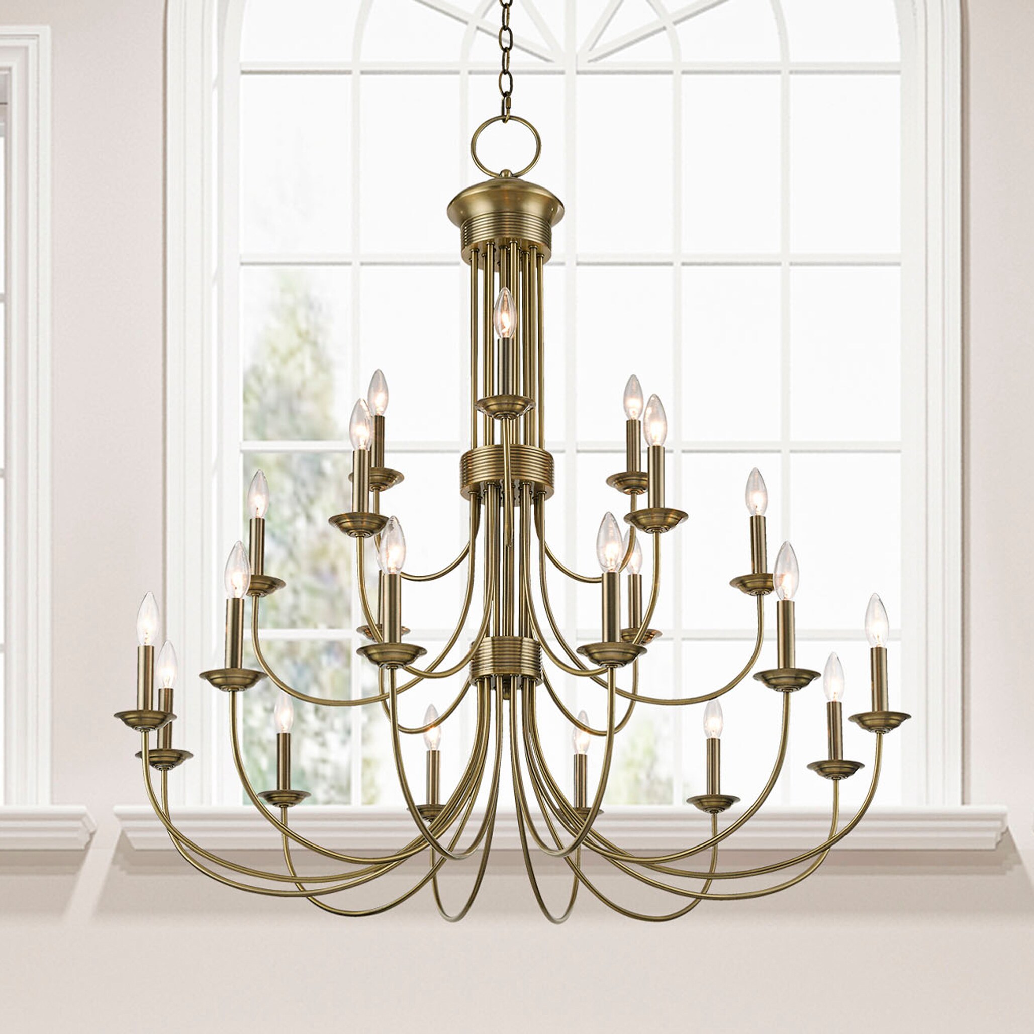Estate Antique Brass Grand Chandelier with 21 Lights
