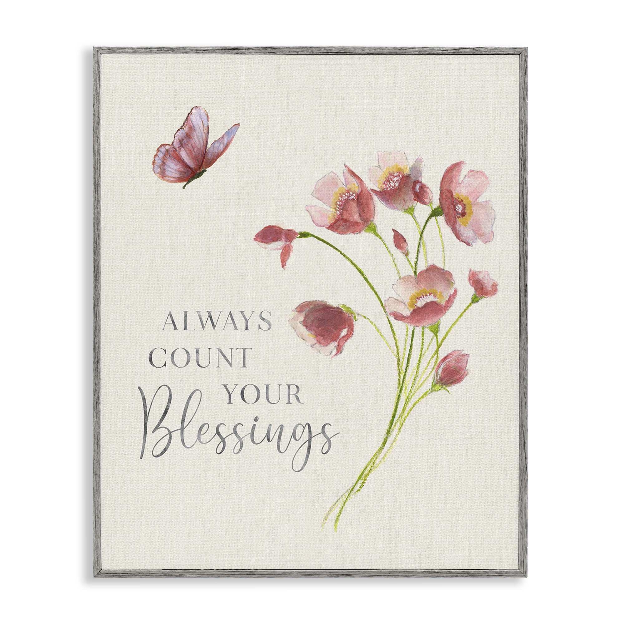 Stupell Industries BS-222-GFF-11X14 Count Your Blessings Florals Gray Framed Giclee Art By Janet Tava 11 x 14