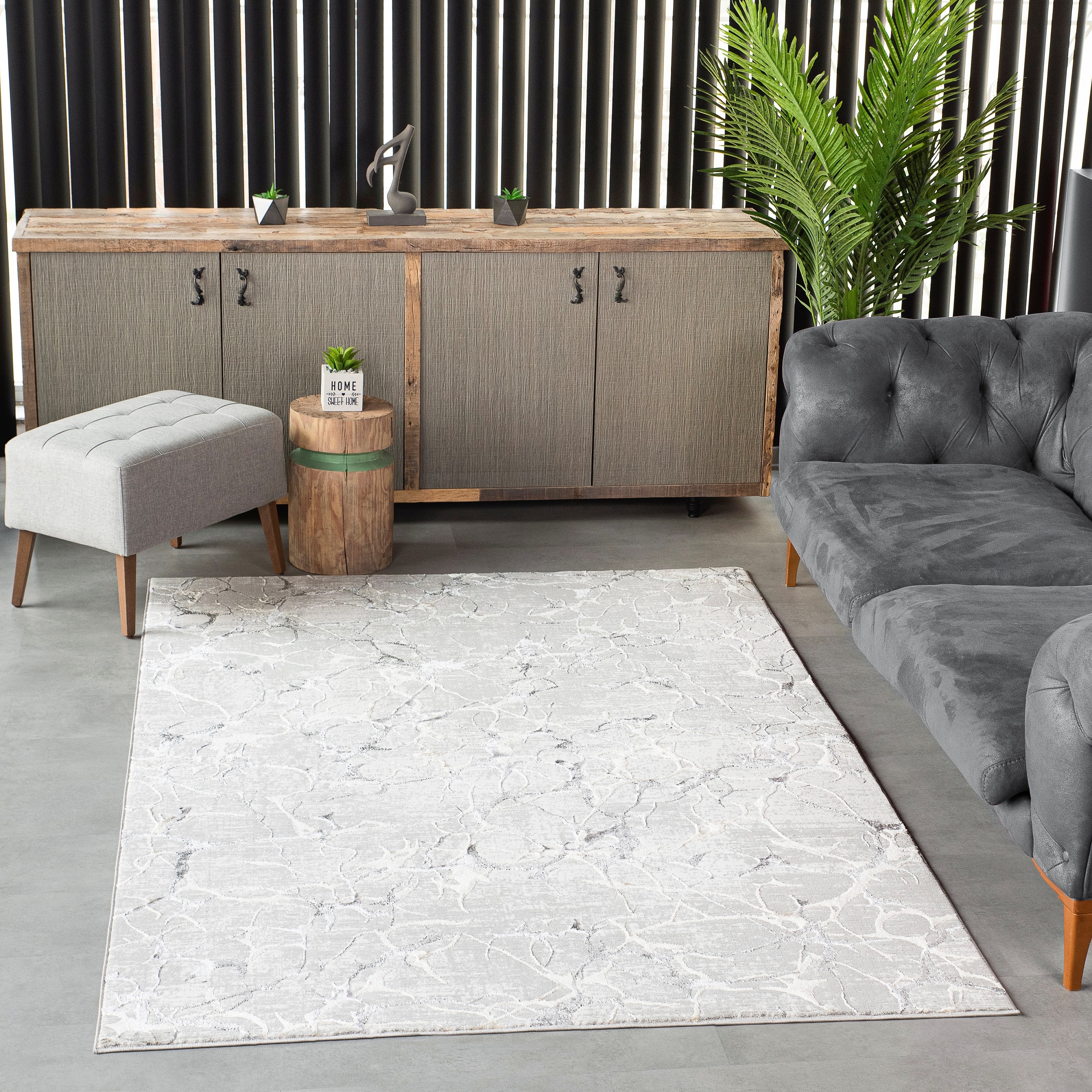 MDA Rugs LM0458 Liam 5 x 8 (ft) Polyester Gray Rectangular Indoor Abstract Area rug