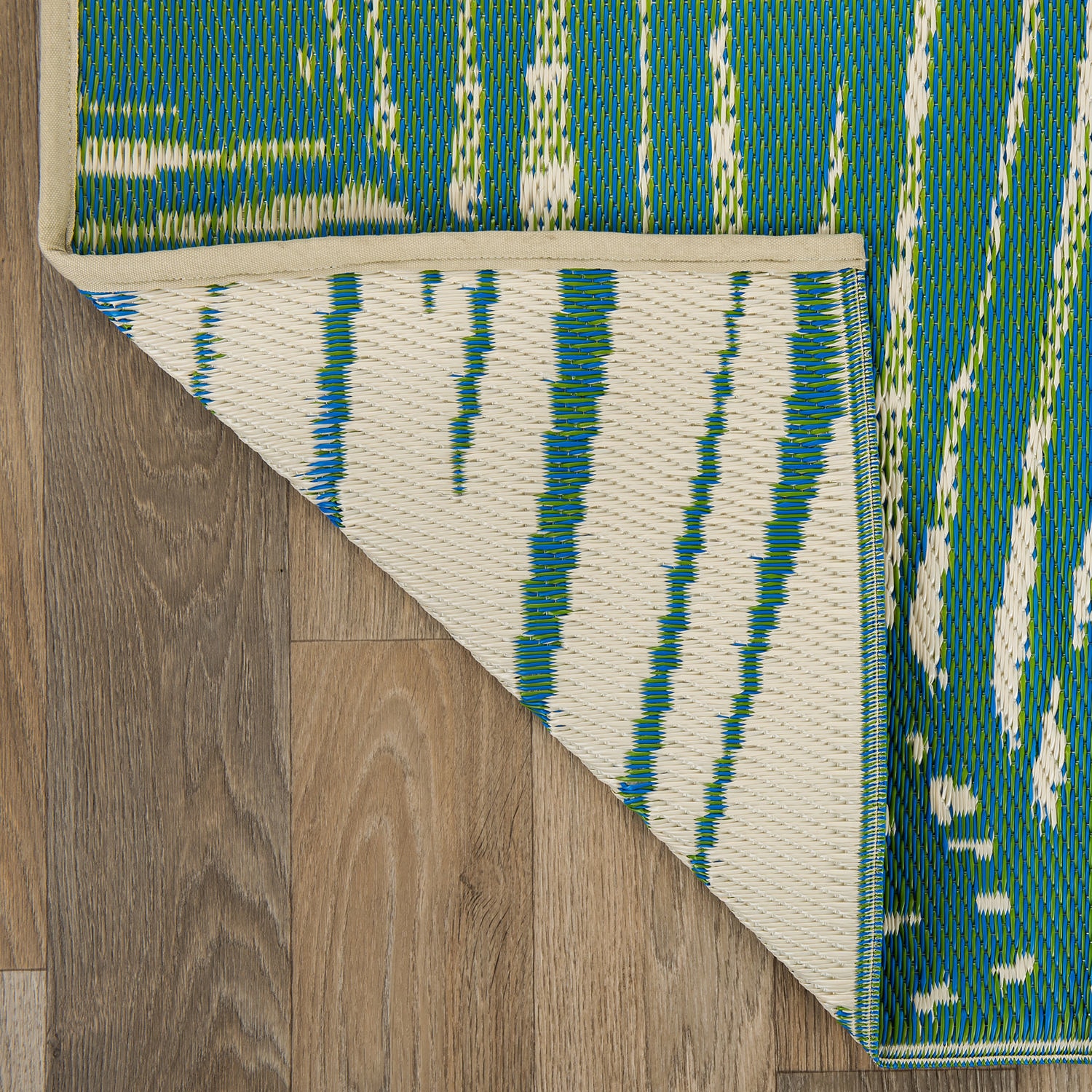 Green Tropical Floral Reversible Synthetic Indoor/Outdoor Rug 5' x 7'