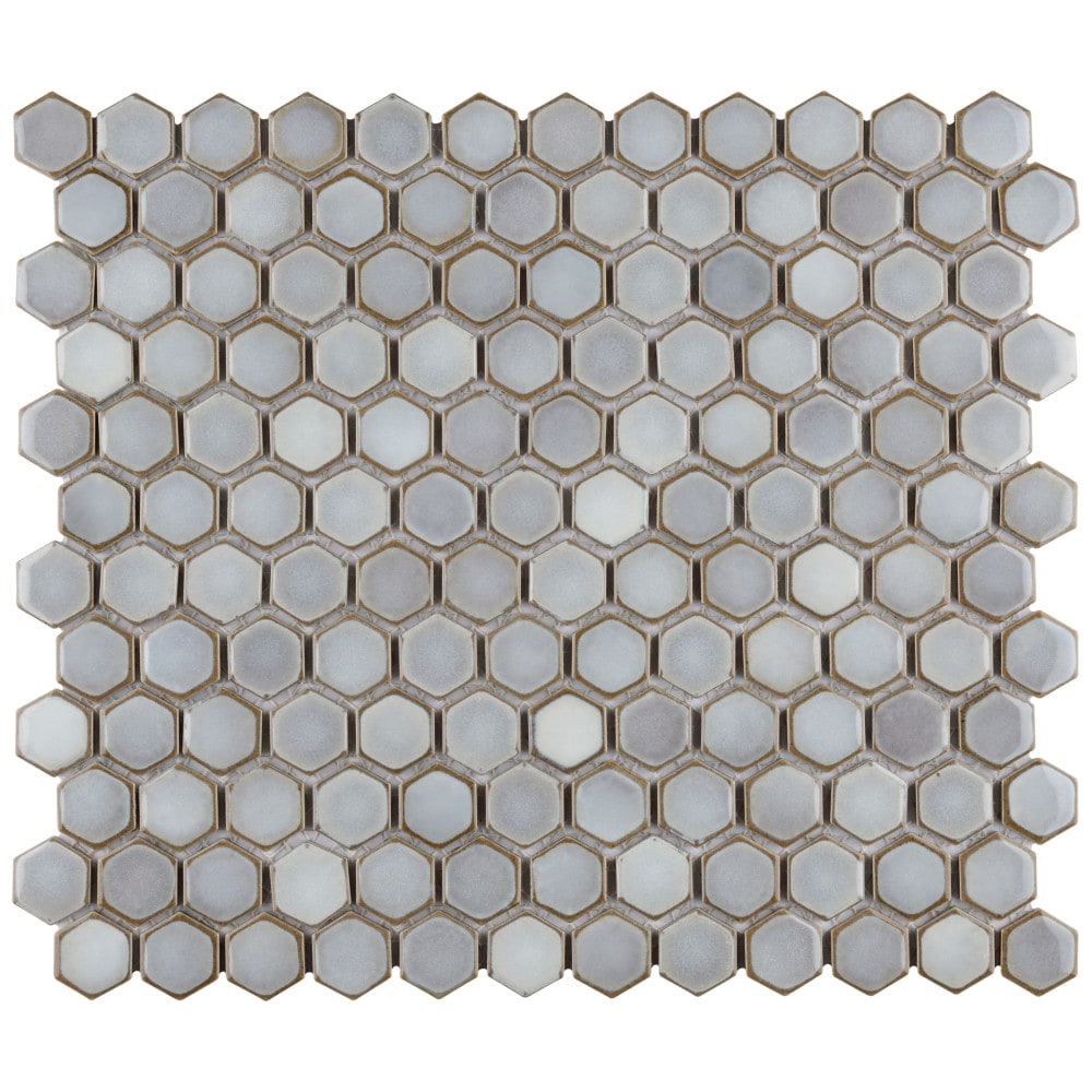 Affinity Tile S1FPLH1X12 Sample- Hudson 1 in. Hex Grey Eye 6-in x 6-in Glossy Porcelain Patterned Hexagon Floor and Wall Tile