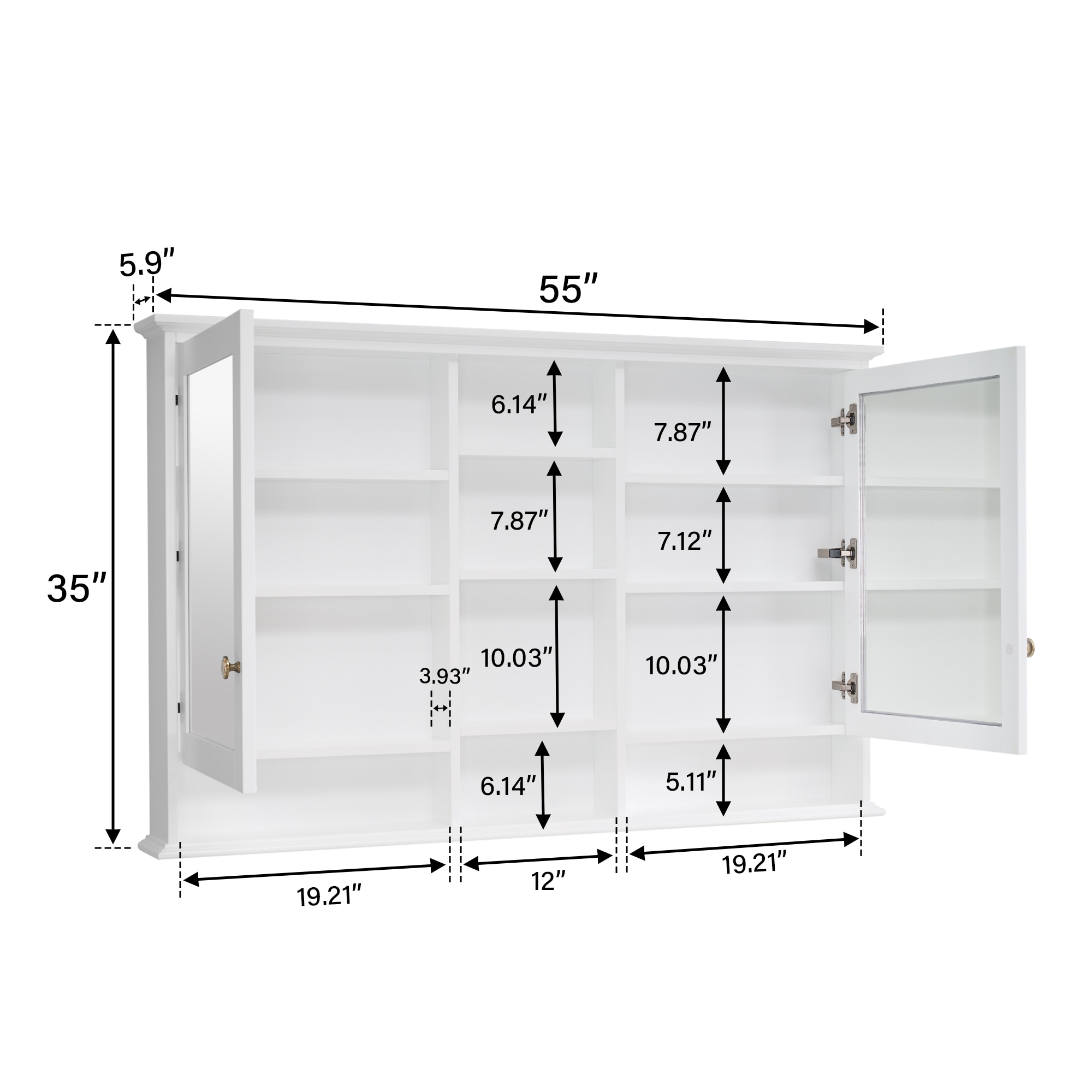 WELLFOR MED55YS1WT Bathroom-Medicine-Cabinets - View #11