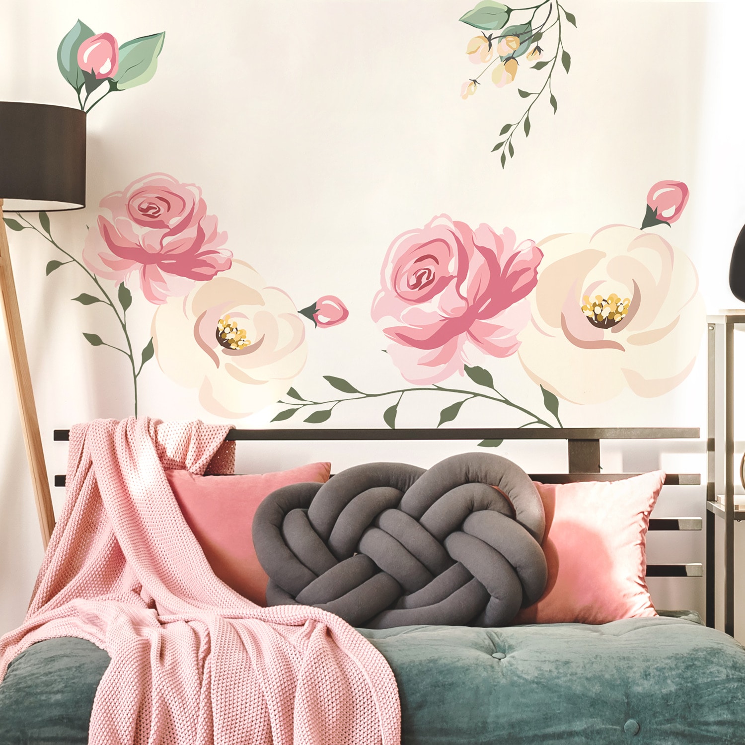 Pink and White Floral Peel and Stick Wall Decals