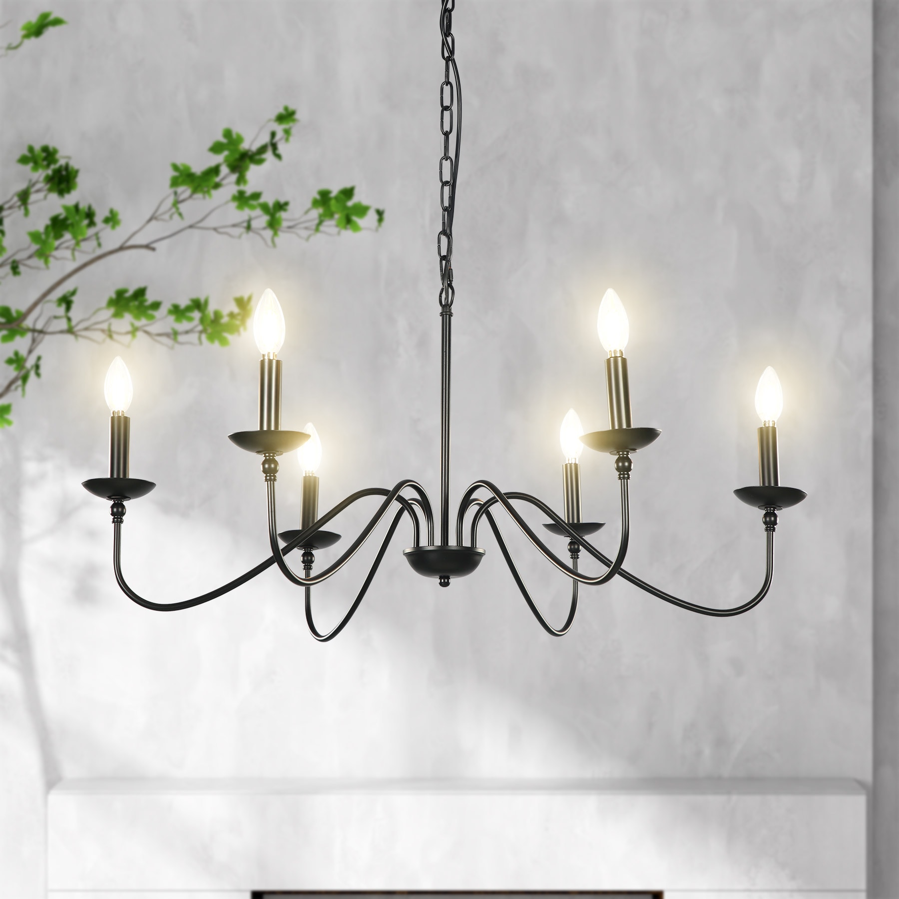 Tribesigns Th-sf0102 6-Light Black Farmhouse Chandelier in the 