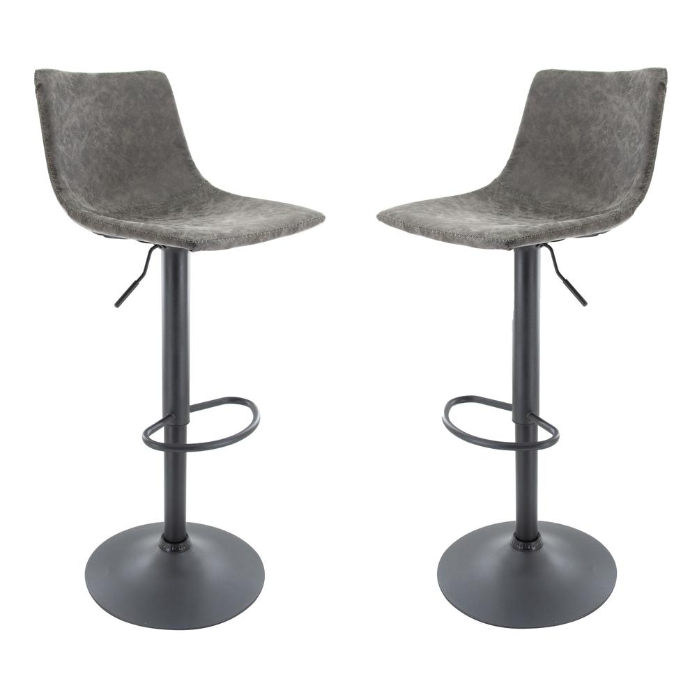 Leisuremod BG3213476 Tilbury Modern Adjustable Bar Stool With Footrest  360Degree Swivel Set of 2