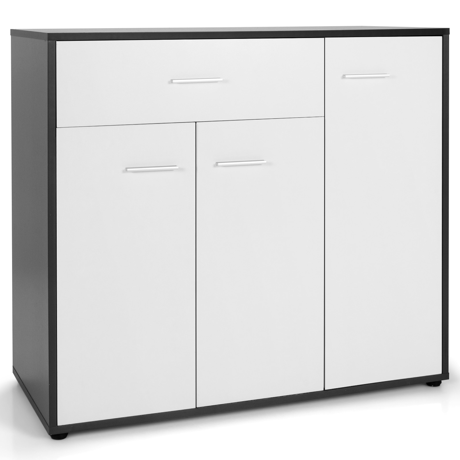 Slickblue D-CO-61101VJ Modern Dark Gray and White Engineered Wood Buffet Sideboard Cabinet with Drawer and Adjustable Shelf for Dining Room