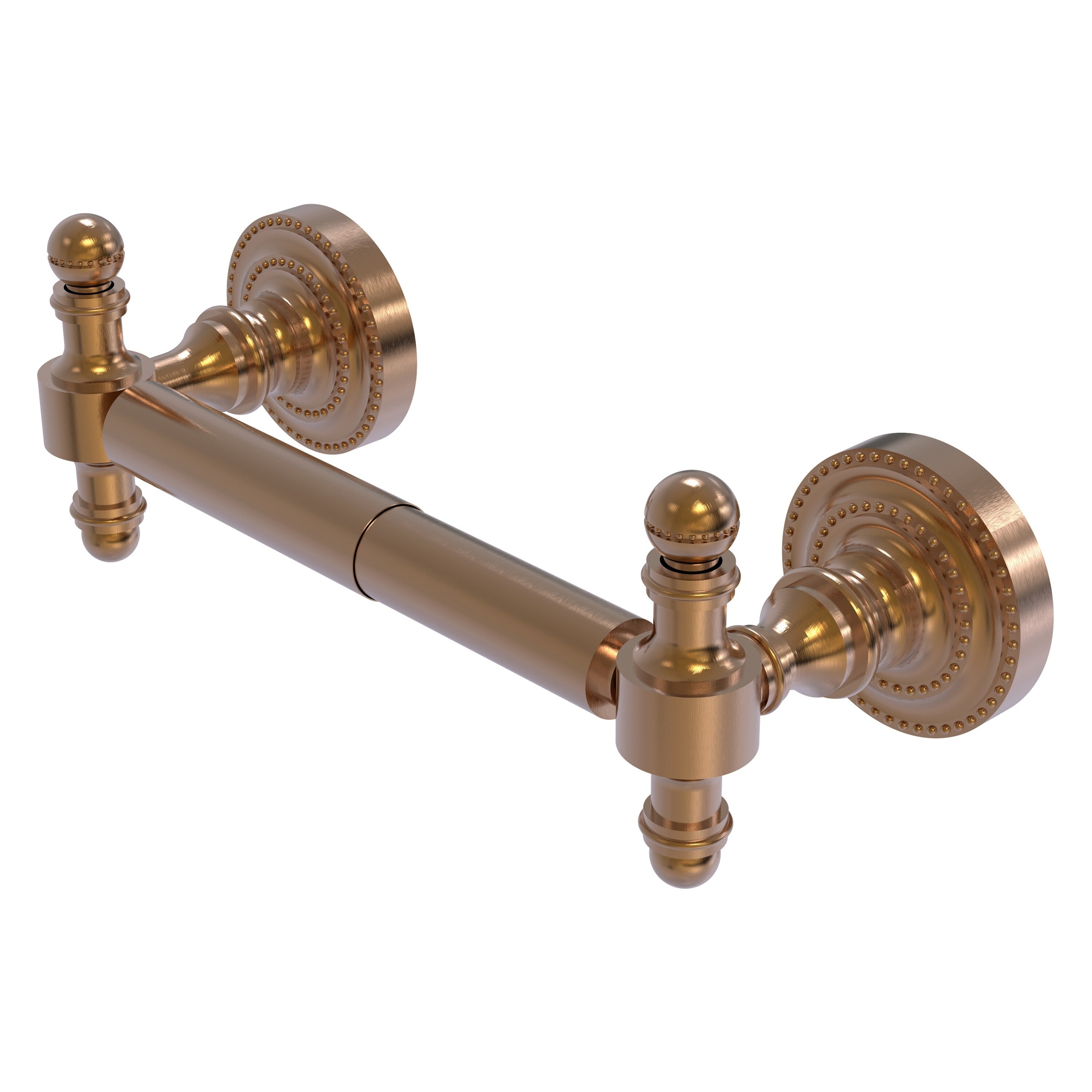 Allied Brass RD-24-BBR Retro Dot Brushed Bronze Wall mount Double post Toilet Paper Holder 1 -Rolls with Storage