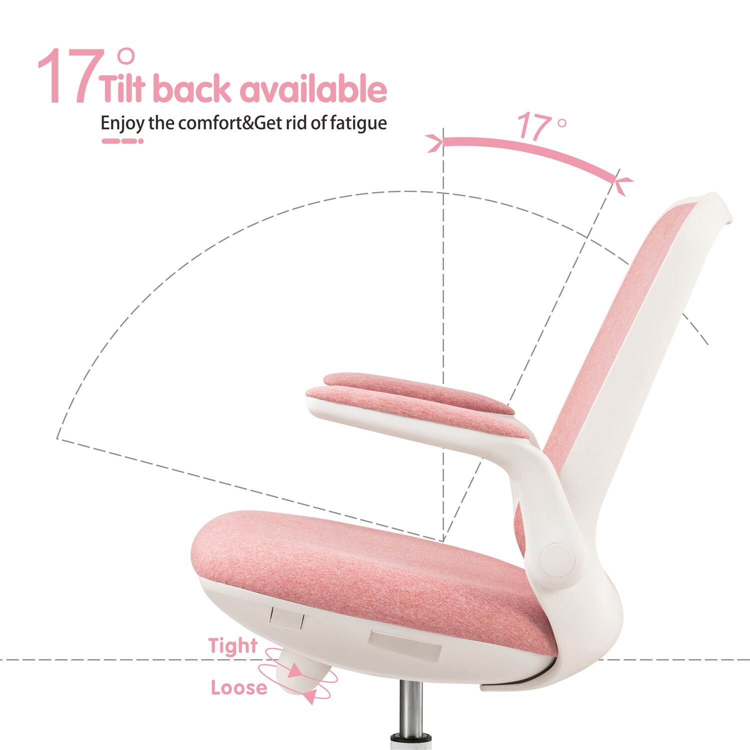 Ovios Moiran Pink Contemporary Ergonomic Adjustable Height Swivel Desk ...