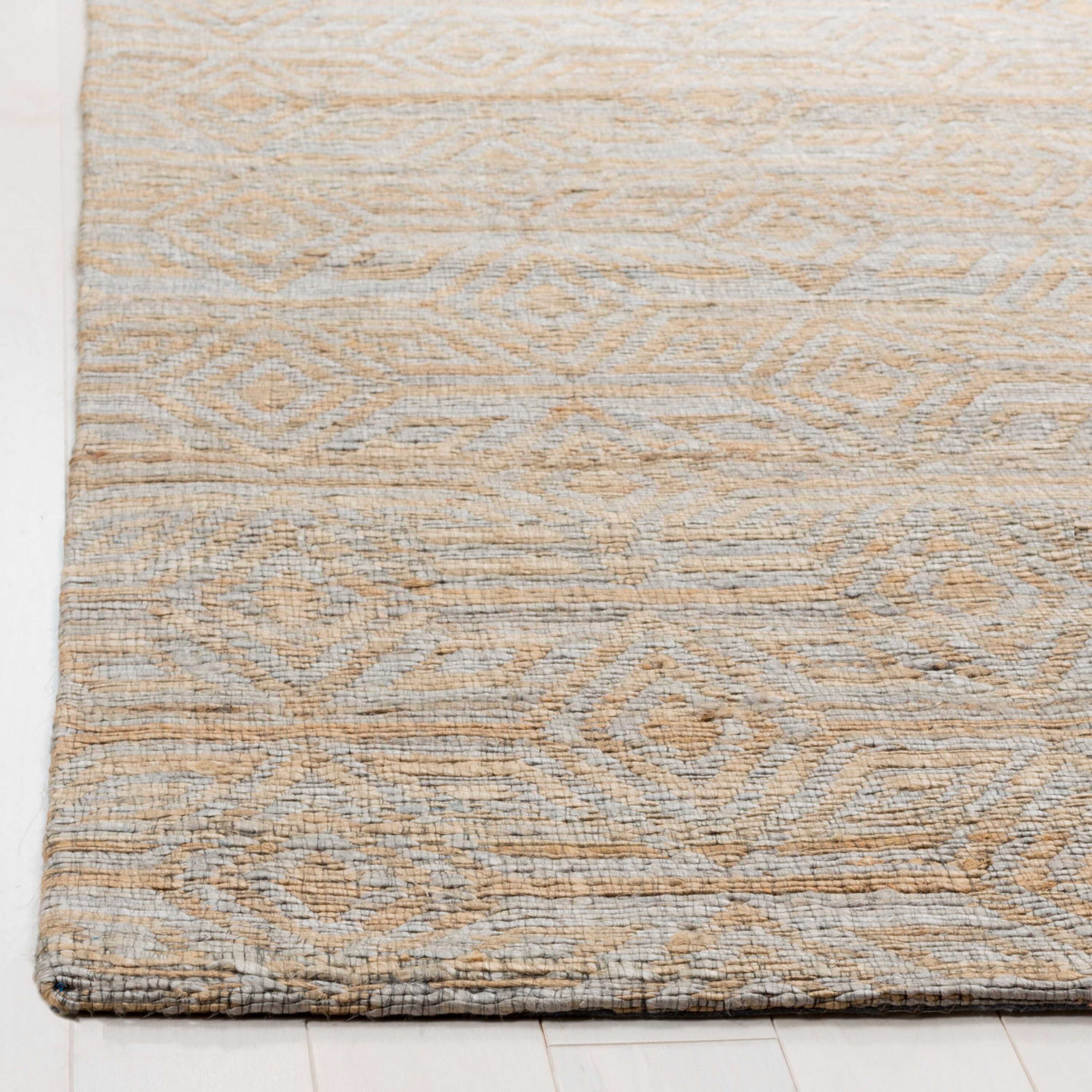 Gray Geometric Flat Woven Cotton 4' x 6' Area Rug