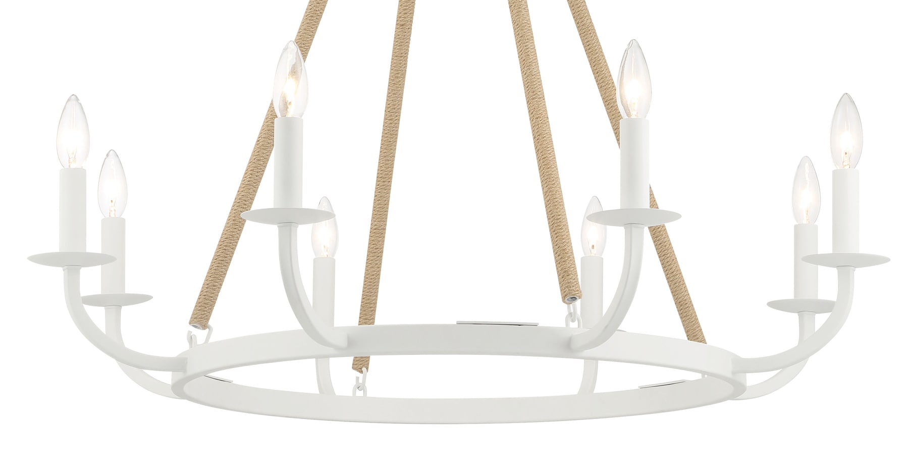 Sand White 8-Light Candle Style Chandelier with Rope Accents