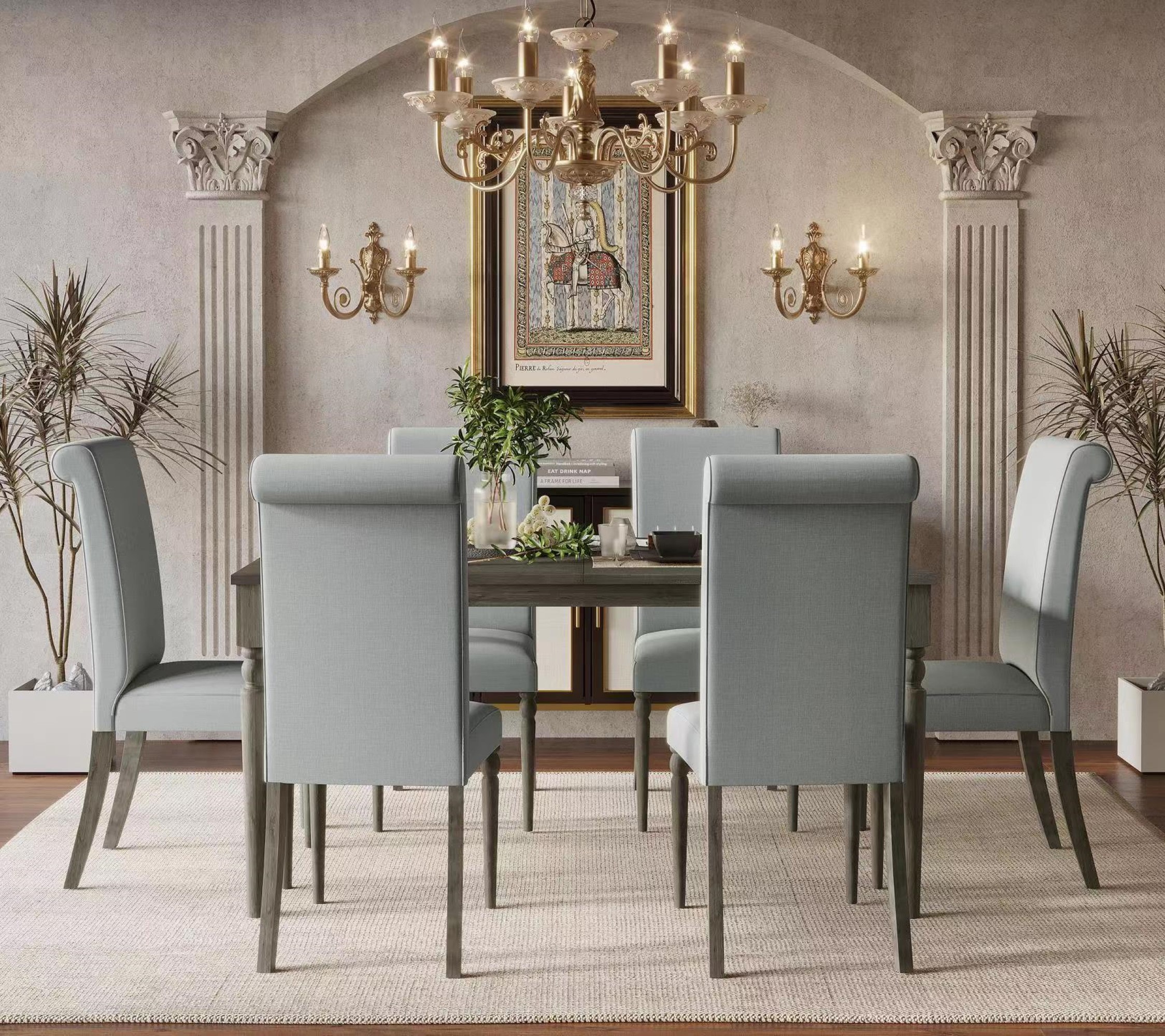 Home Design 60021-421 Set of 2 Upholstered Dining Side Chair (Wood Frame)