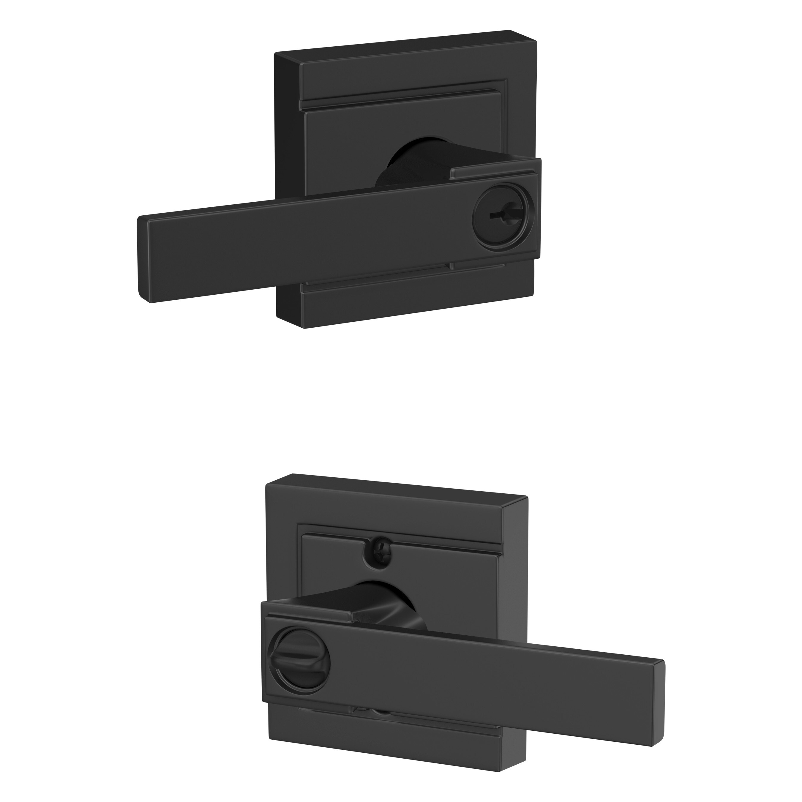 Schlage F51A NBK 622 ULD Northbrook - Upland Matte Black Universal Exterior Keyed entry Door Handle