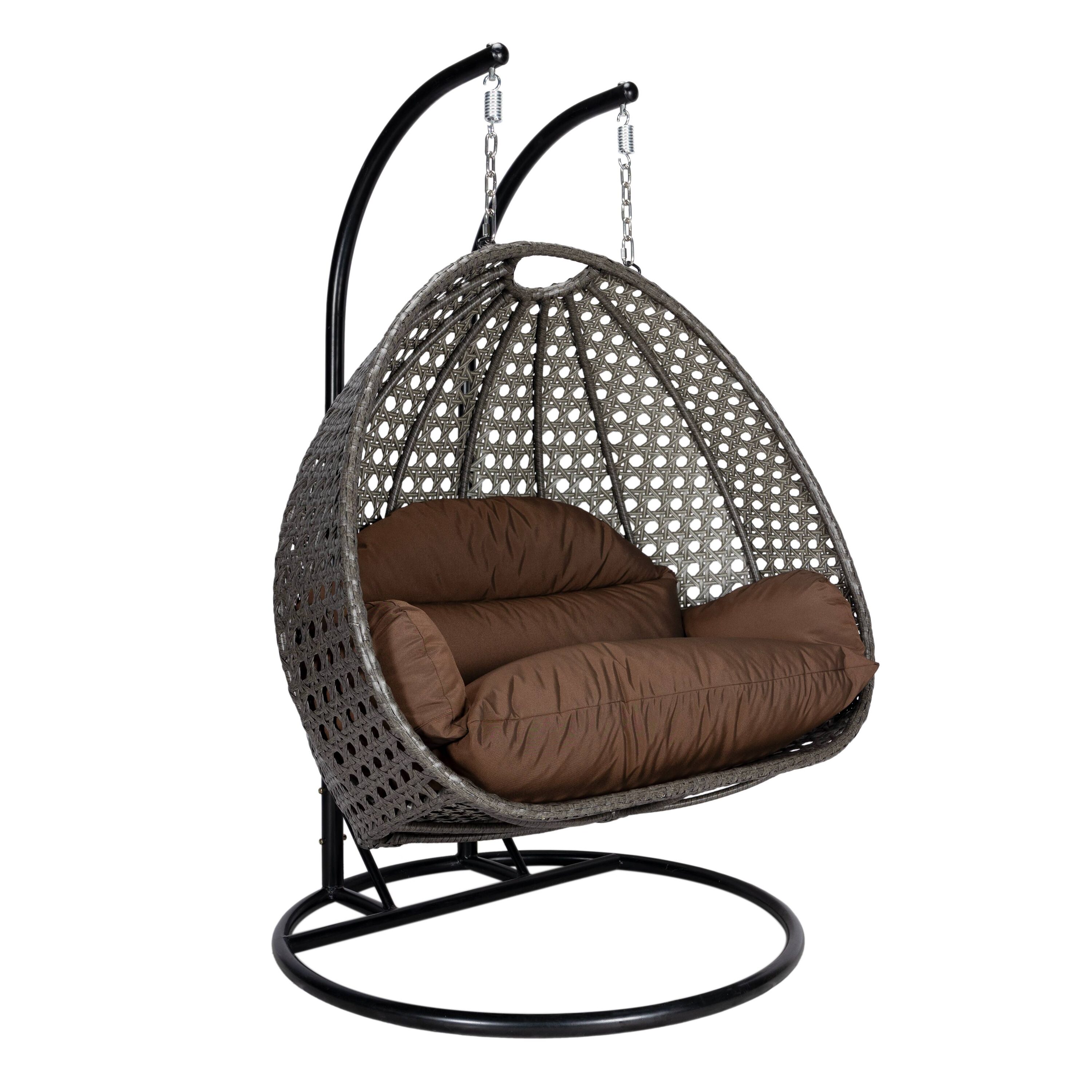 Leisuremod ESCCH-57BR Egg Swing 2 -person Brown Outdoor Swing