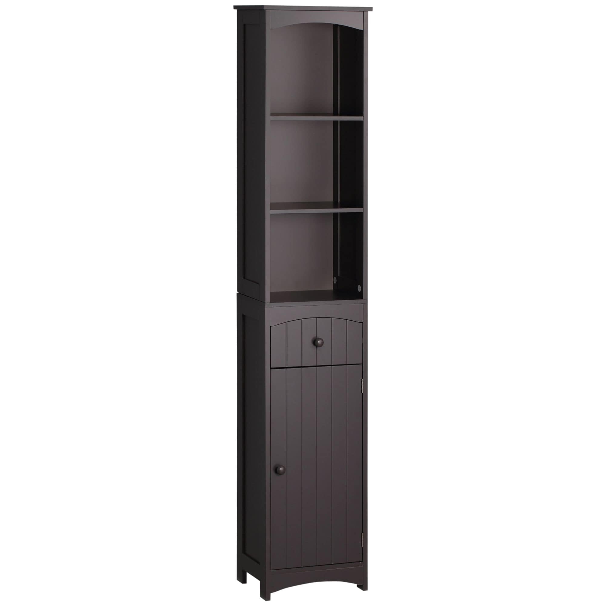 Huluwat Bathroom Organization Haven - Brown Freestanding Tall Linen Tower with 3 Shelves Drawer