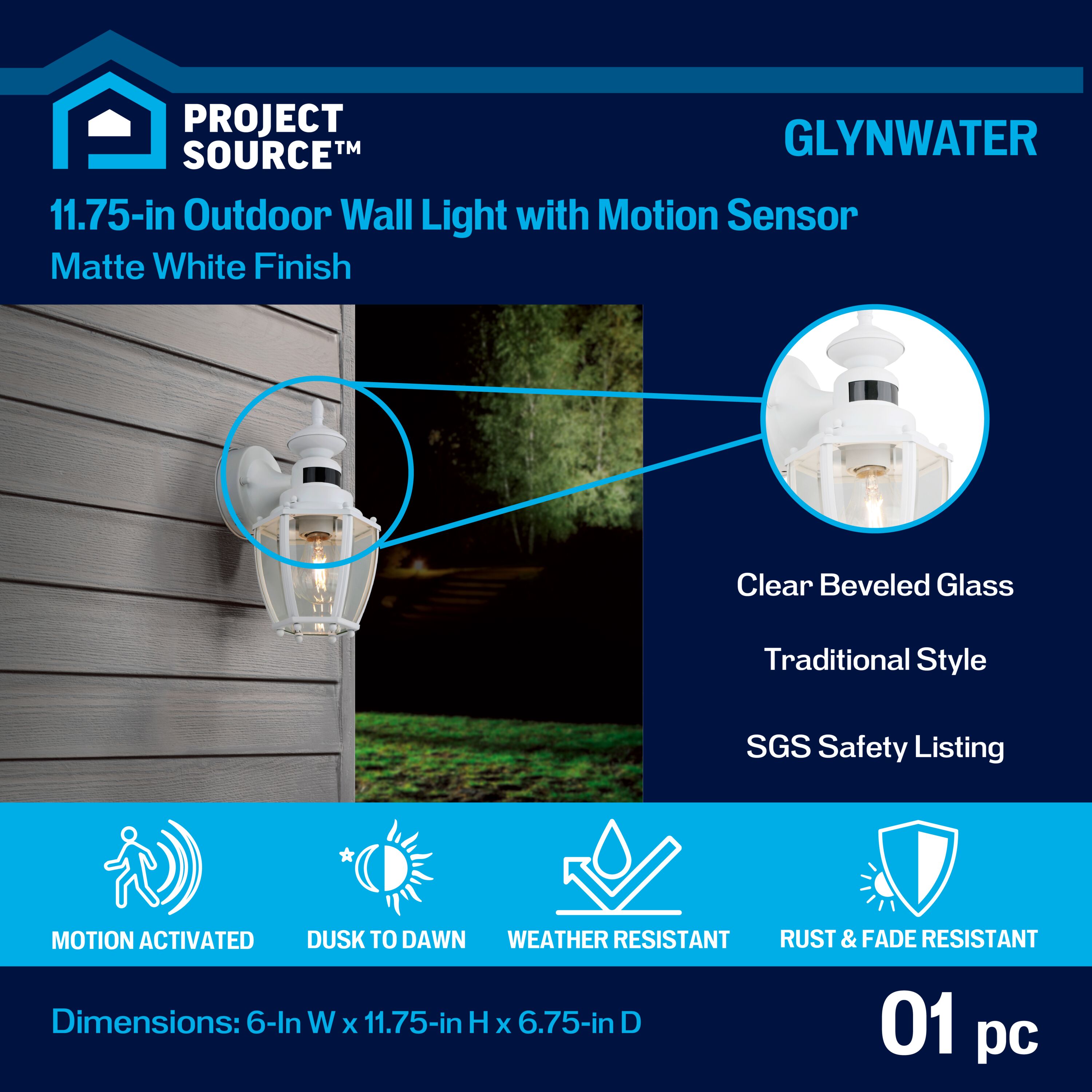Project Source JEL1691A WH Outdoor-Wall-Lighting - View #2
