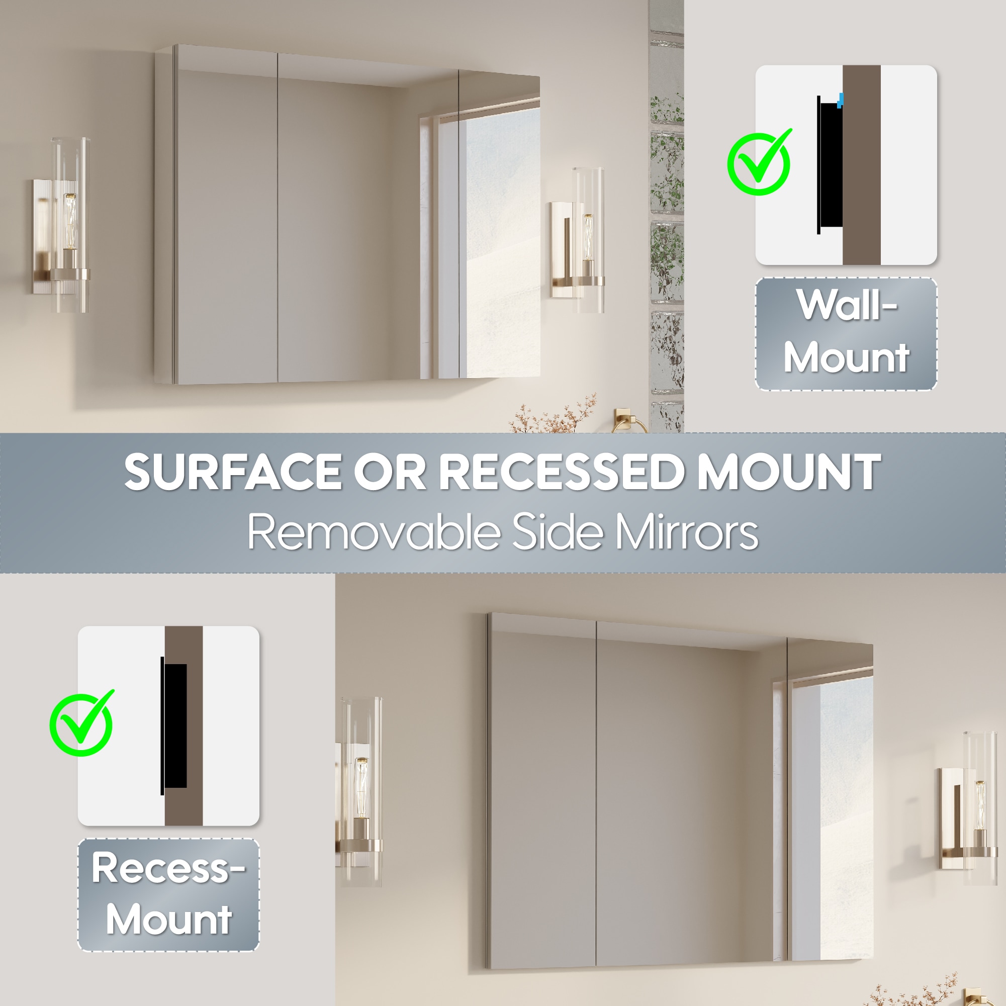 WELLFOR DH-MMC3026-BL Bathroom-Medicine-Cabinets - View #7