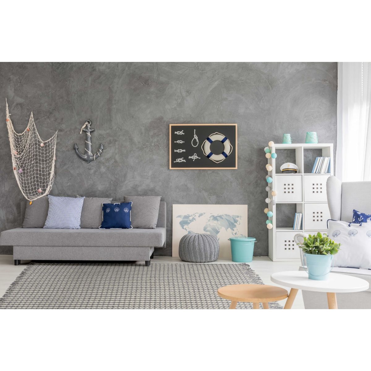 HomeRoots 350146 Bernadette 7 X 9 (ft) Wool Gray and Ivory Indoor Geometric Area Rug