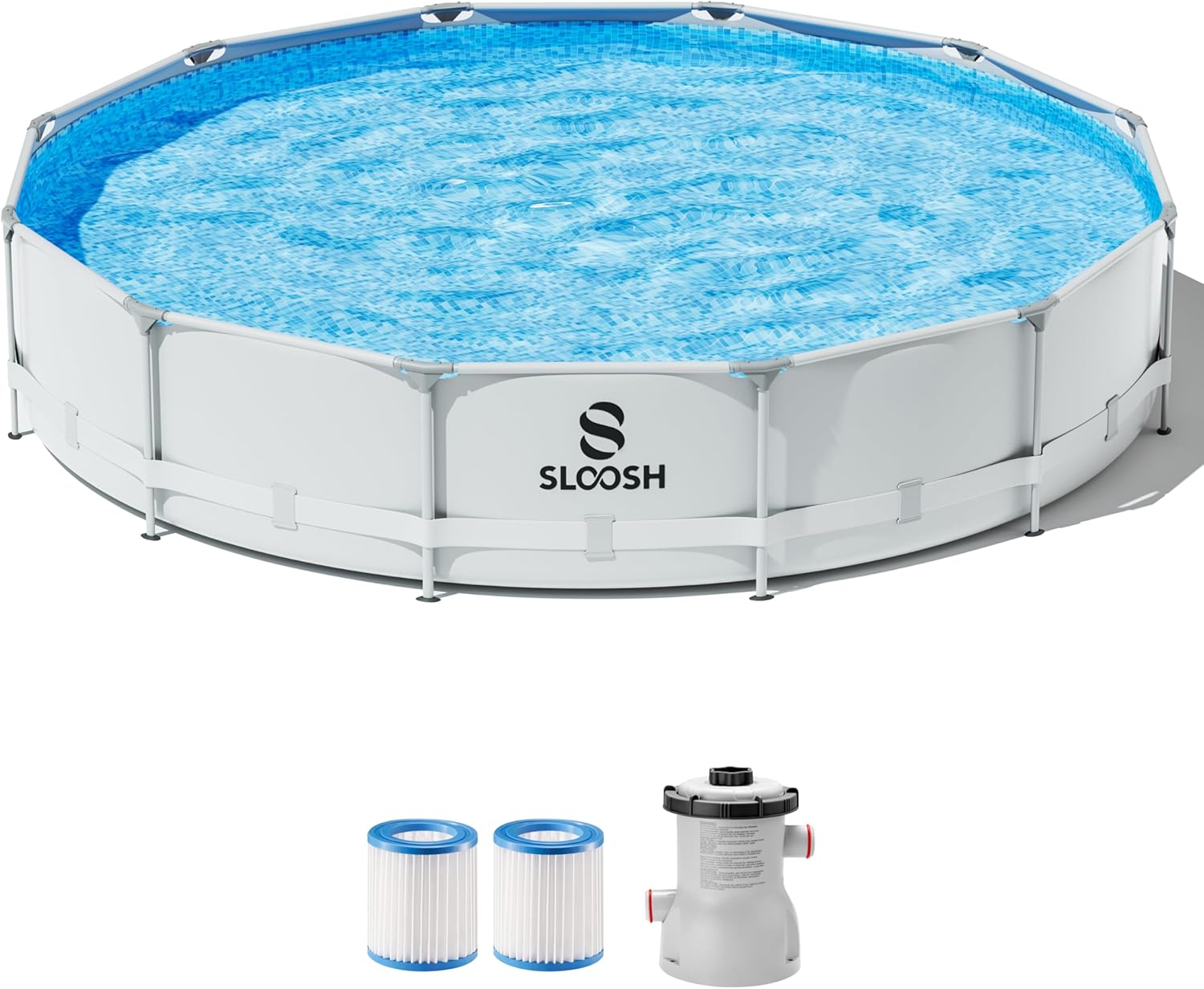 Sloosh 12-ft x 12-ft x 30-in Metal frame Round Above-Ground Pool with Filter Pump #40935