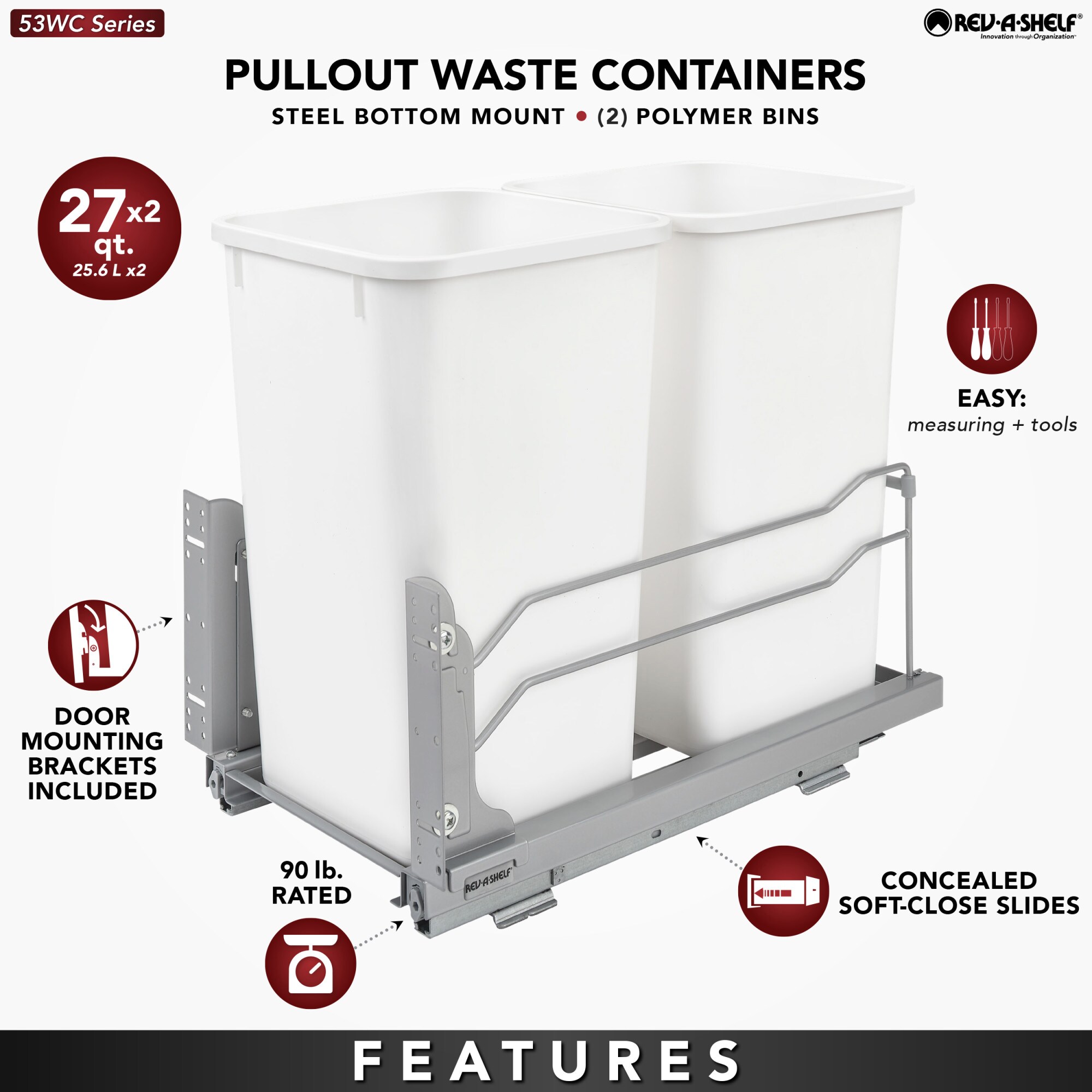 Bottom-Mount Sliding Waste Containers