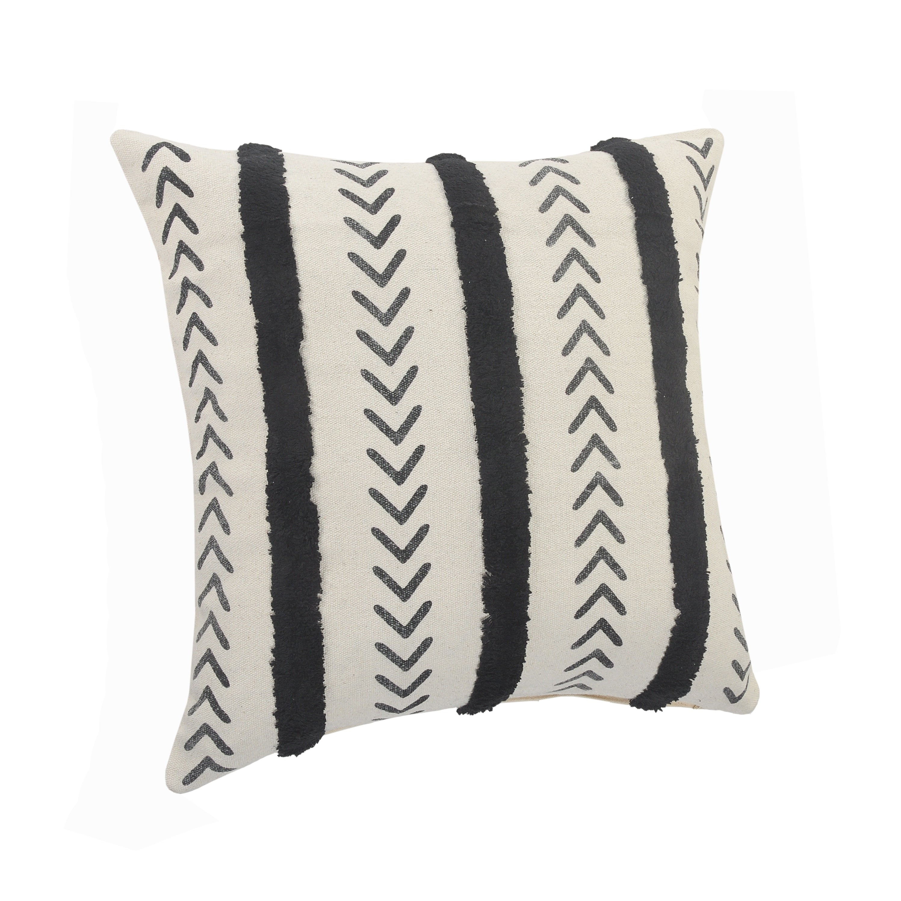 Natural and Black Chevron Cotton Throw Pillows, 20" x 20", Set of 2