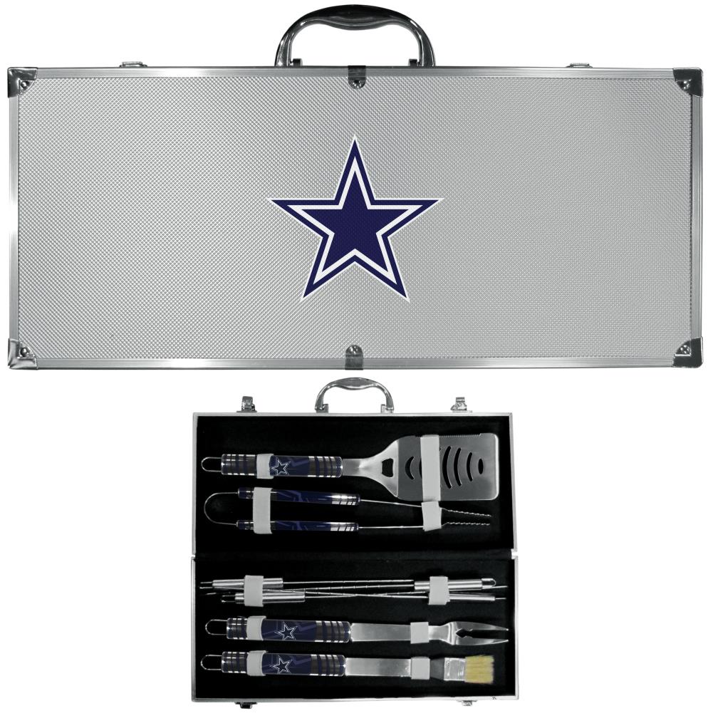 NFL Siskiyou Sports Fan Shop Dallas Cowboys Steel Tailgater BBQ Set w/Case  8 piece Gray