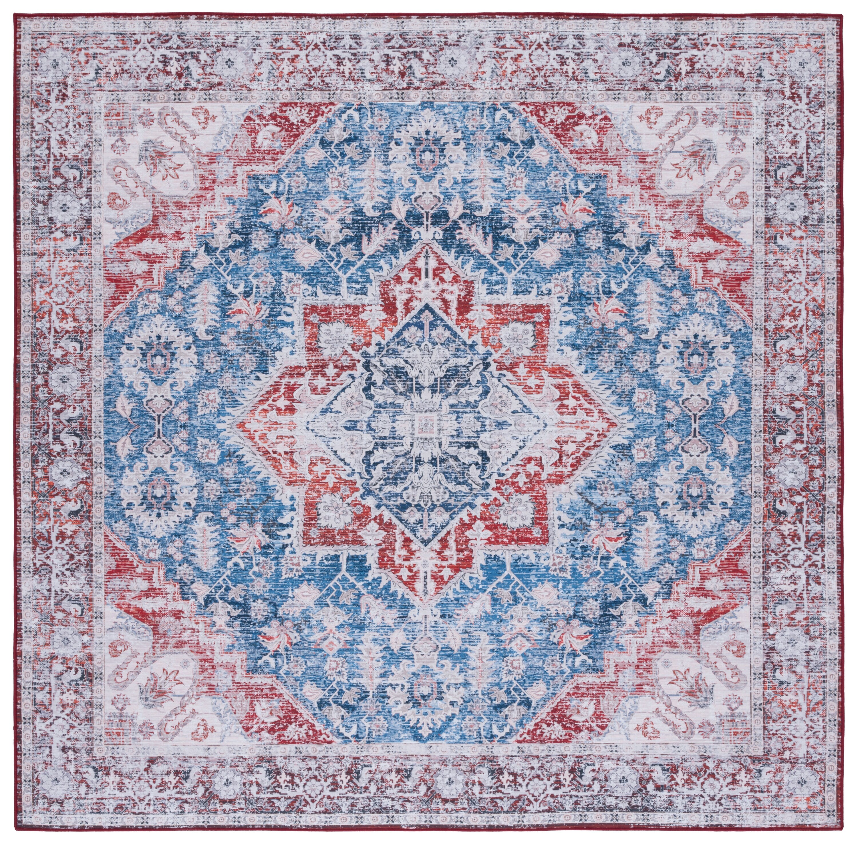Tucson 6' x 6' Blue Synthetic Washable Area Rug