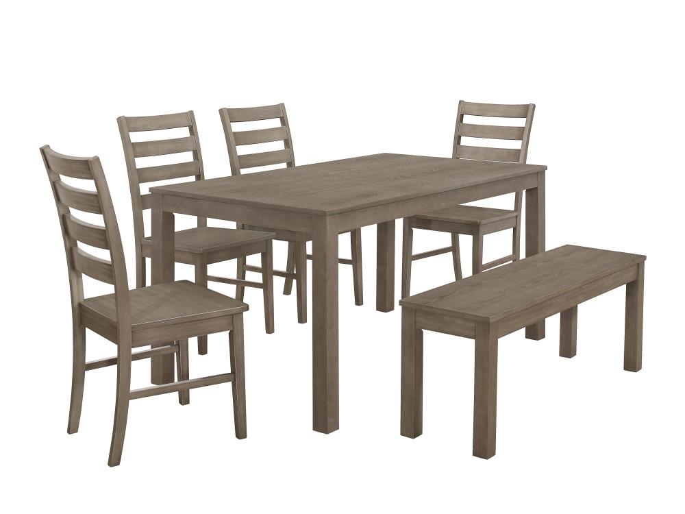 Walker Edison LW60HSAGY-6 Aged Grey Traditional Dining Room Set with Rectangular Table (Seats 6)
