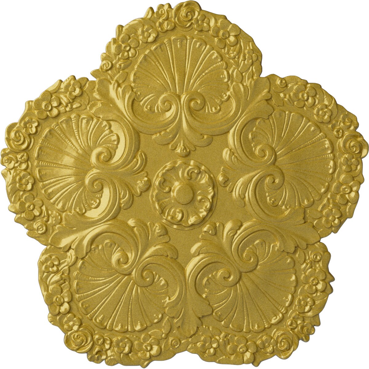 Ekena Millwork CM25SHRGS Shell 25.625-in W x 25.625-in L Painted Rich Gold Polyurethane Whole Ceiling Medallion