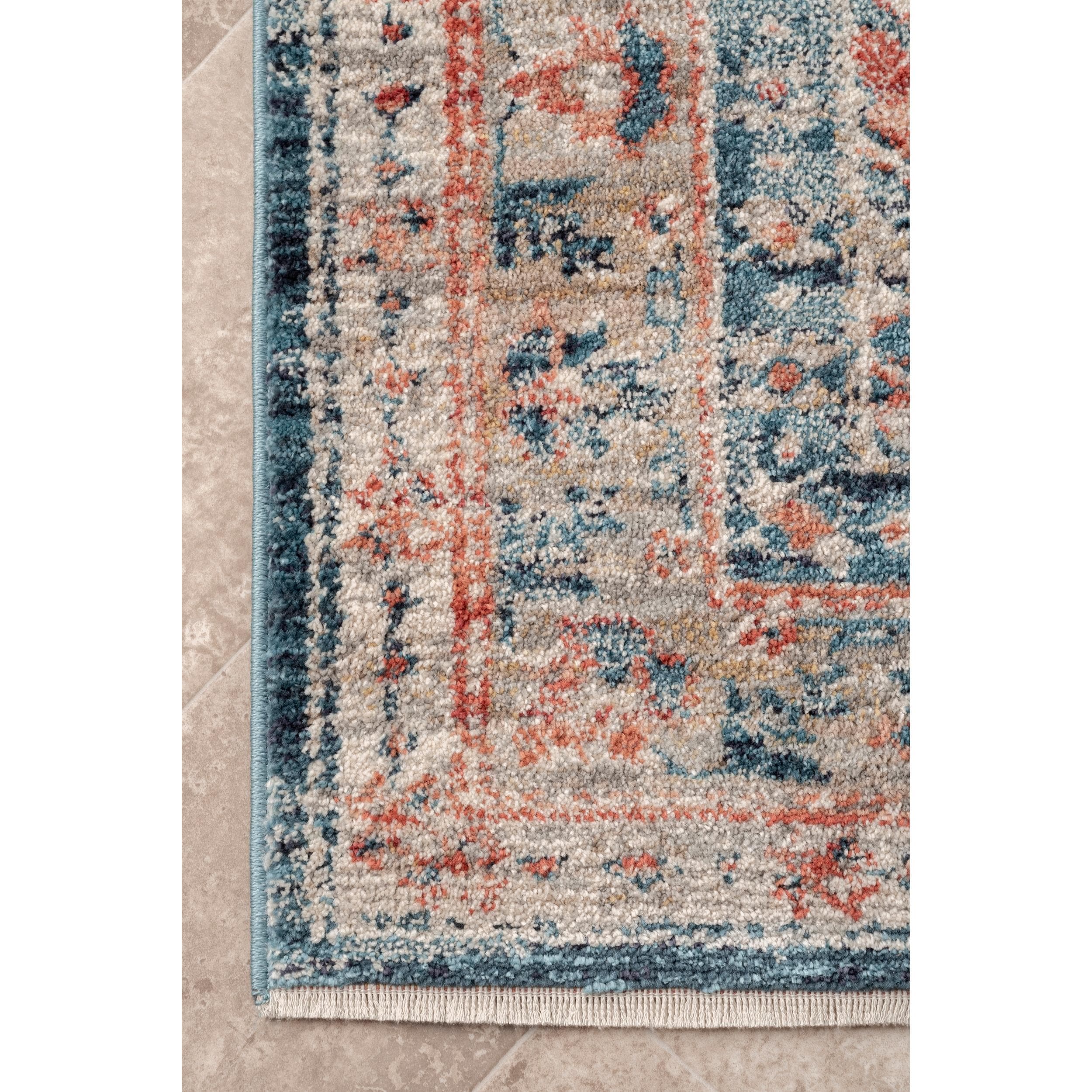 Harley Blue Medallion Synthetic Easy Care Runner Rug
