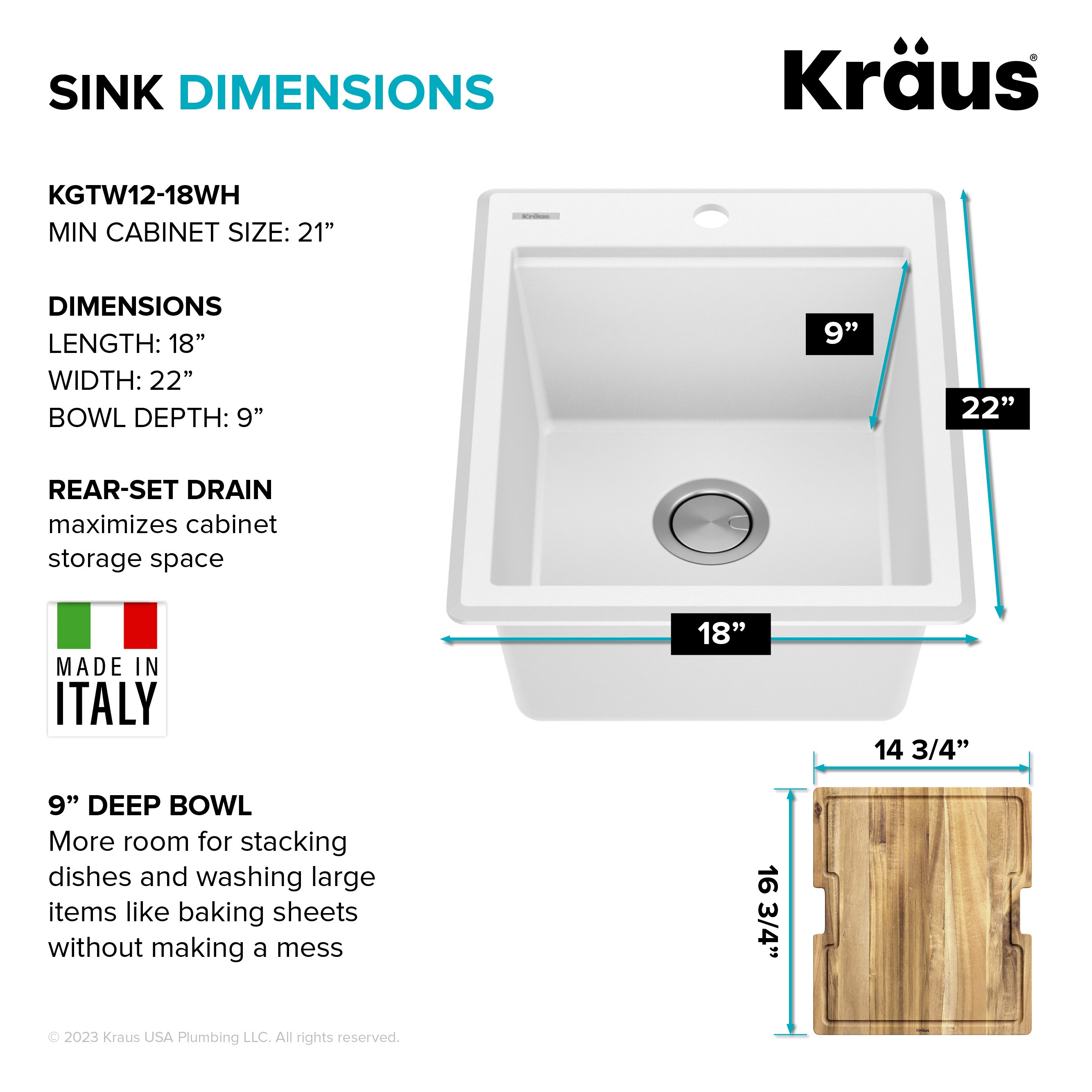 Kraus KGTW12-18WH Bar-Prep-Sinks - View #6