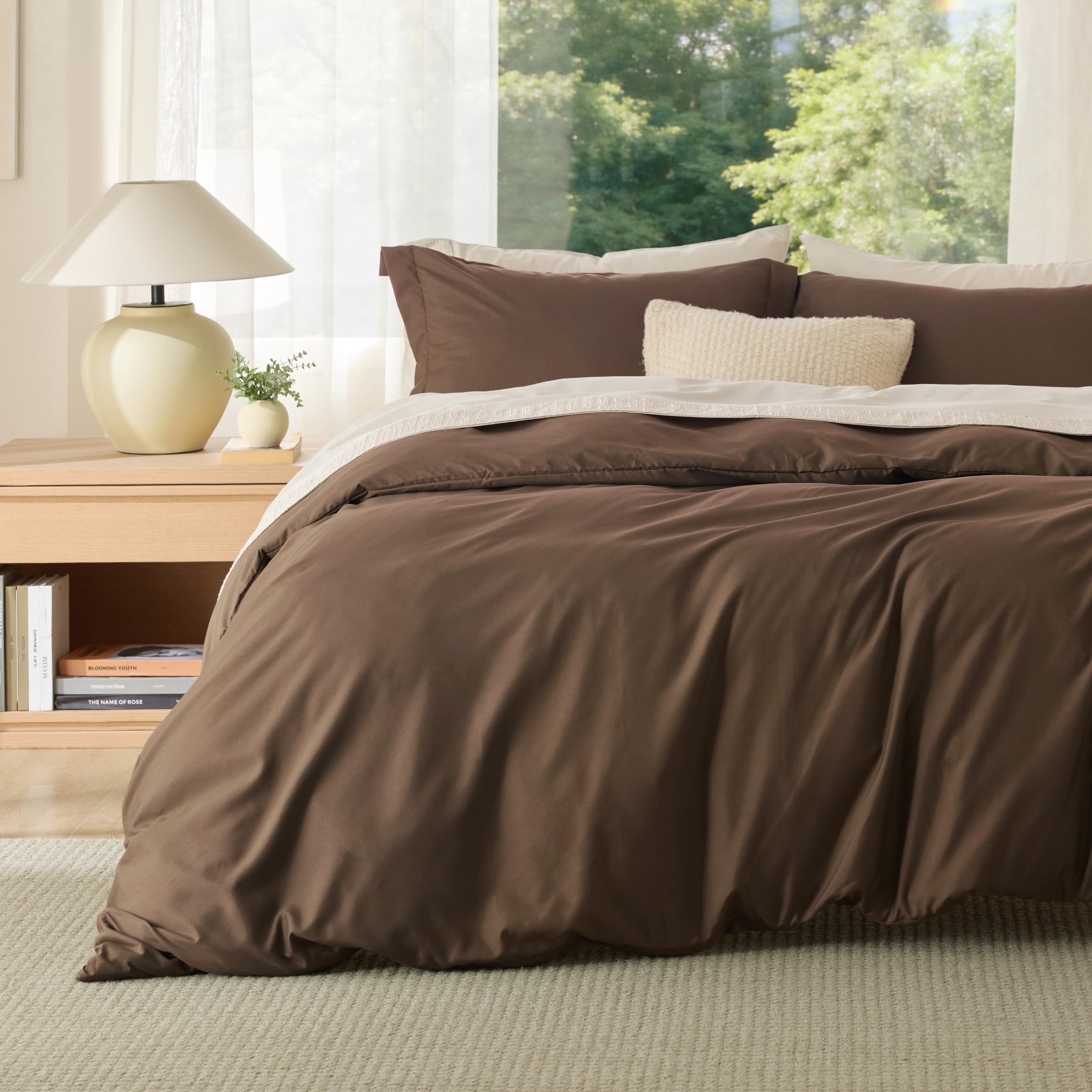 Bedsure 104x98 Cal King 3-Piece Brown Duvet Cover Set