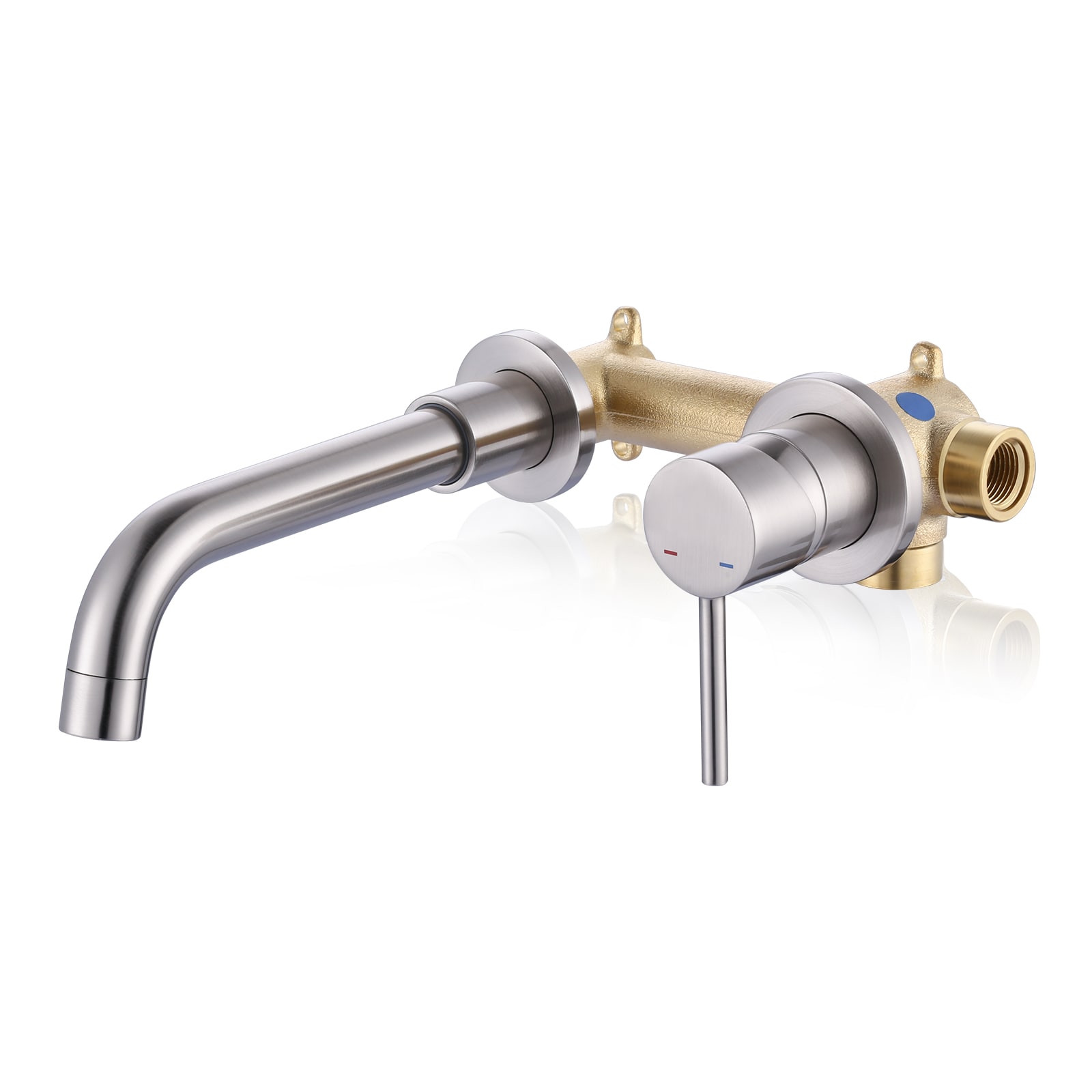 WOWOW 131300-LW brushed nickel Wall-mount 1-handle Swivel Commercial/Residential Handle Bathroom Sink Faucet