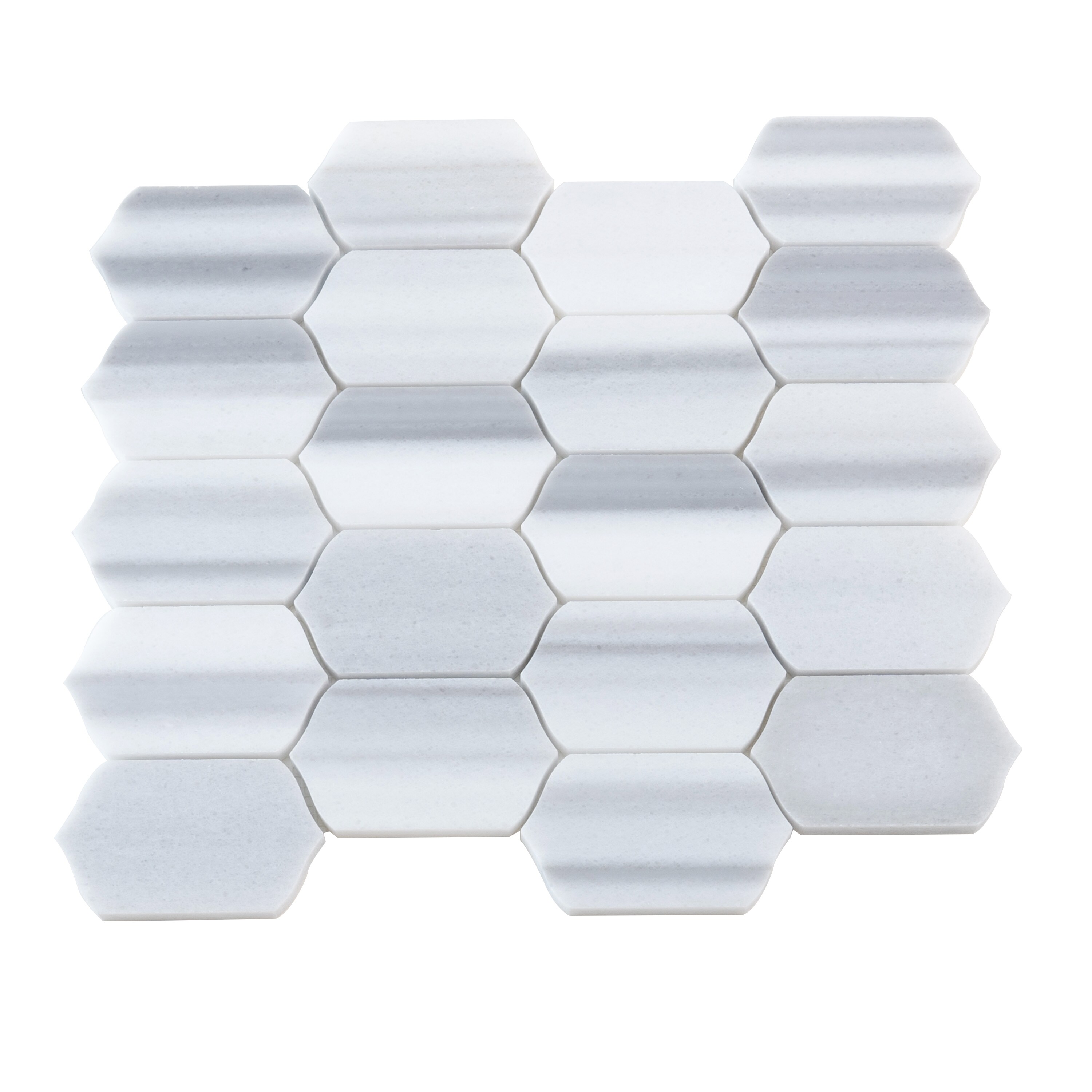Apollo Tile APLMRM8801A Zebra Cloud Gray 12-in x 13-in Polished Composite Hexagon Patterned Floor and Wall Tile (5.59-sq. ft/ Carton)