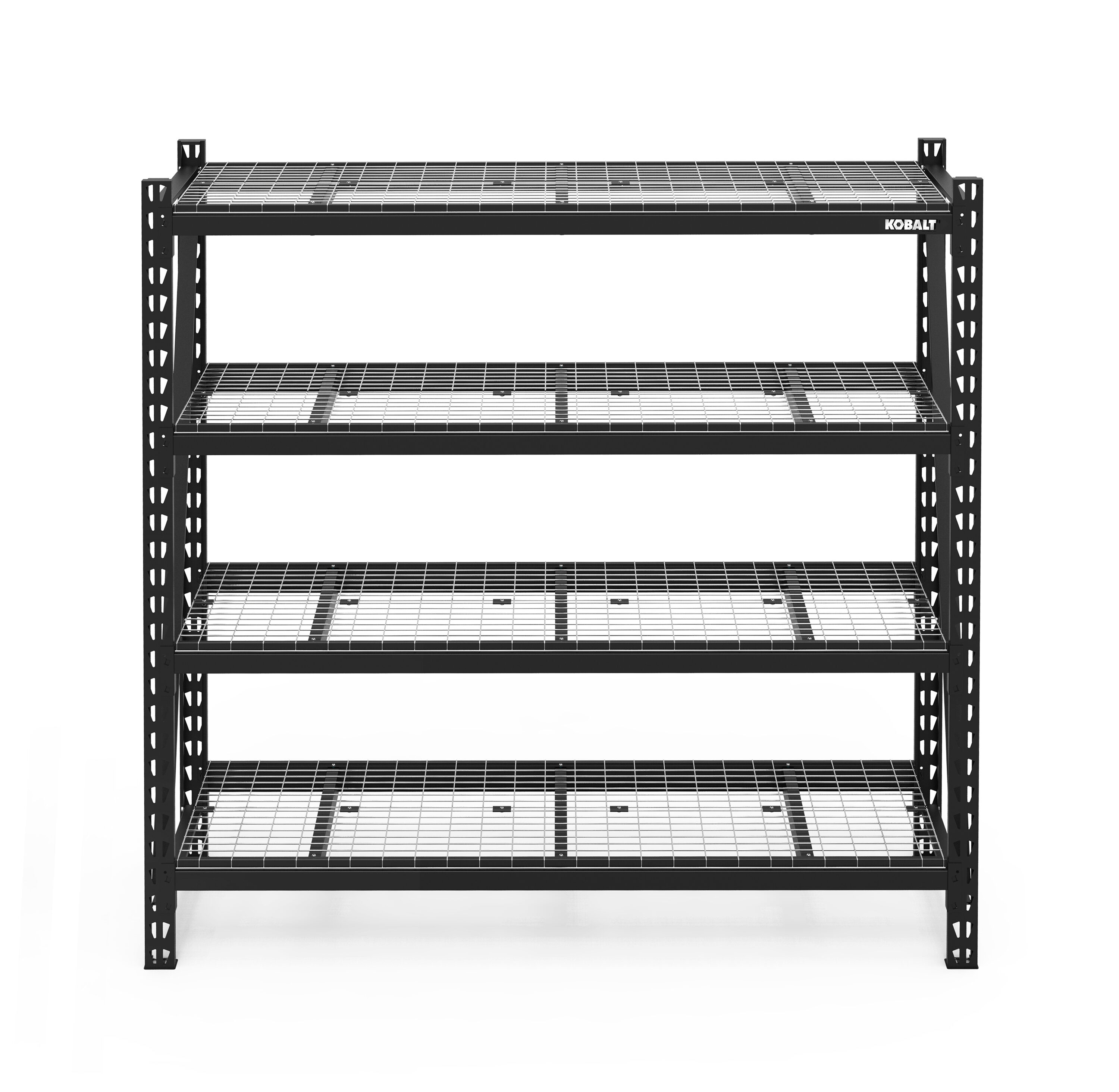 Bolted Steel Heavy Duty 4-Tier Utility Shelving Unit (84-in W x 24-in D x 84-in H), Black, (1500-lb Capacity Per Shelf) | - Kobalt 19019