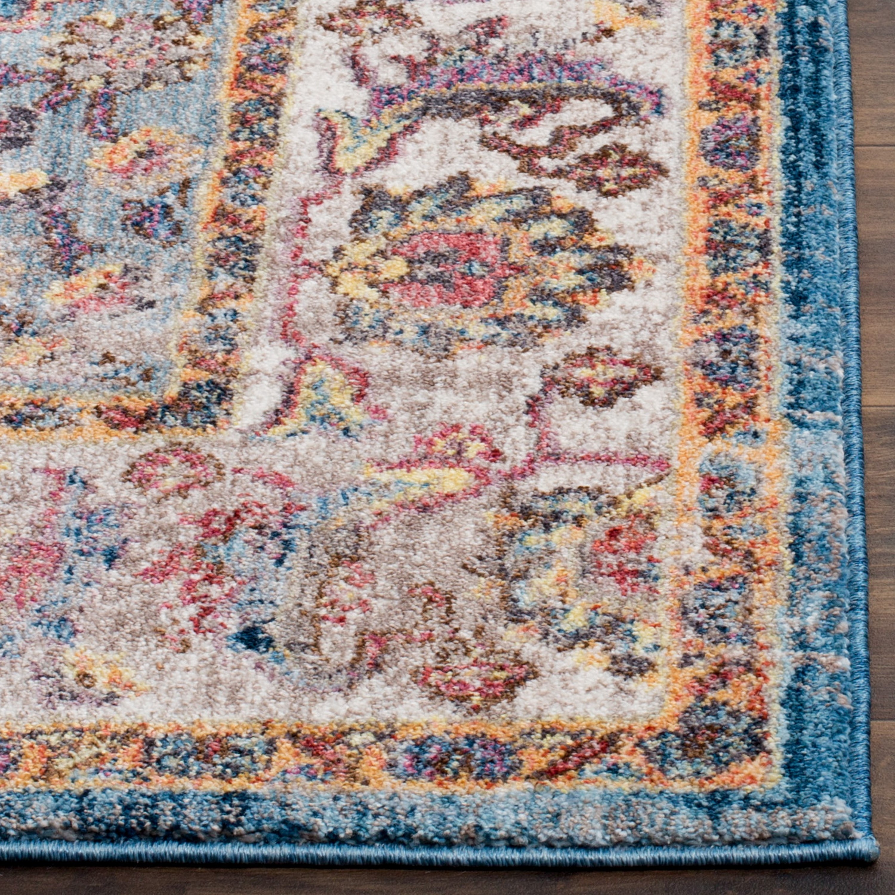 Bristol Blue and Ivory Rectangular Synthetic Area Rug