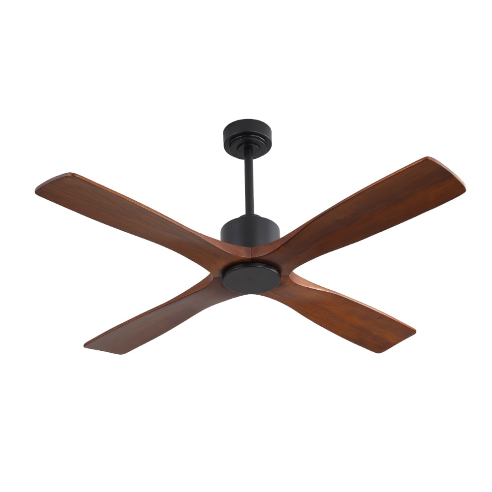 MLIAN WBCF-BS194-BR 54 Brown and Black with Walnut Blades Ceiling Fan Without Light - Remote Included ( 4 -Blade )