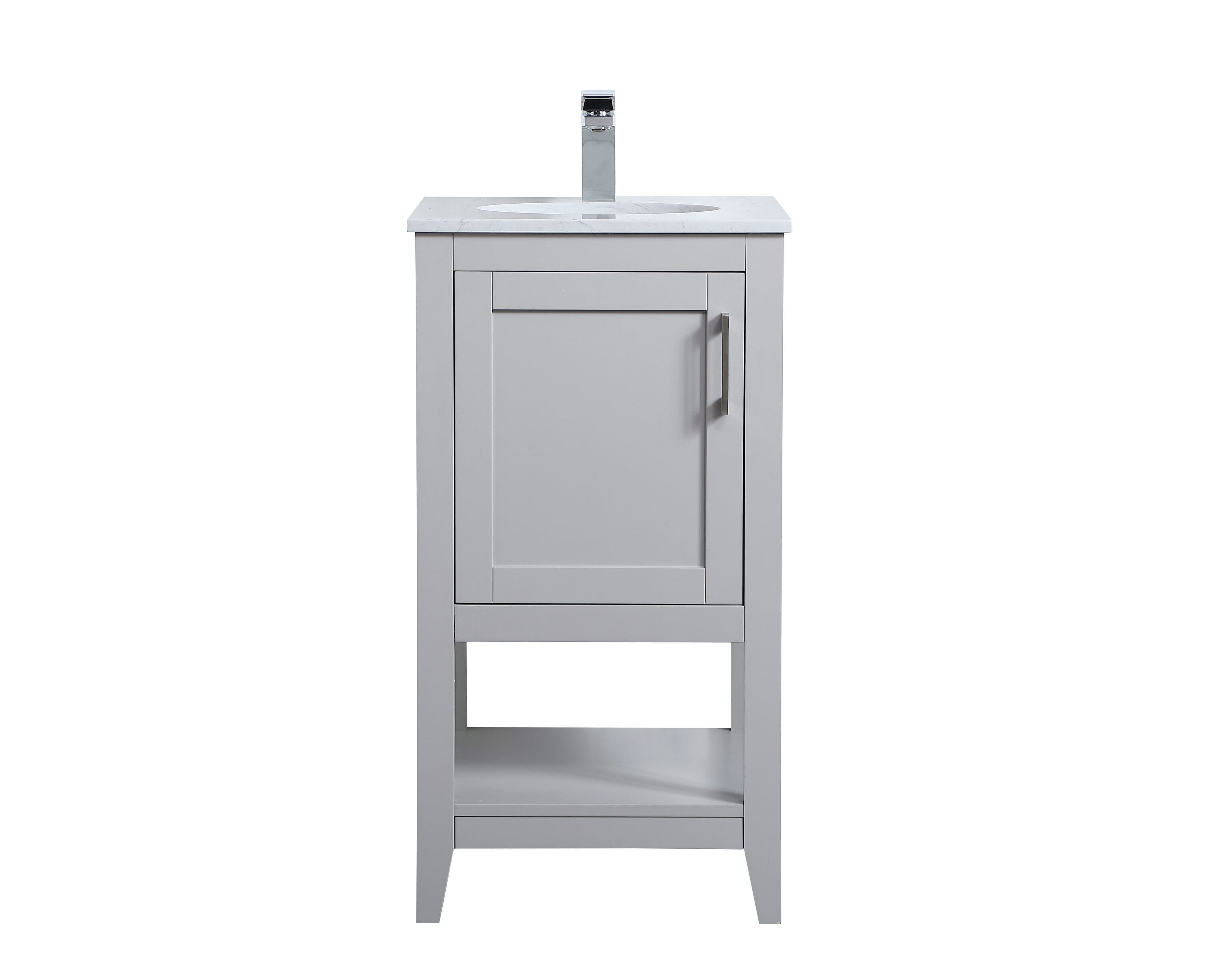Elegant Decor HF48054GR Home Furnishing 18-in Grey Undermount Single Sink Bathroom Vanity with Calacatta White Engineered Marble Top