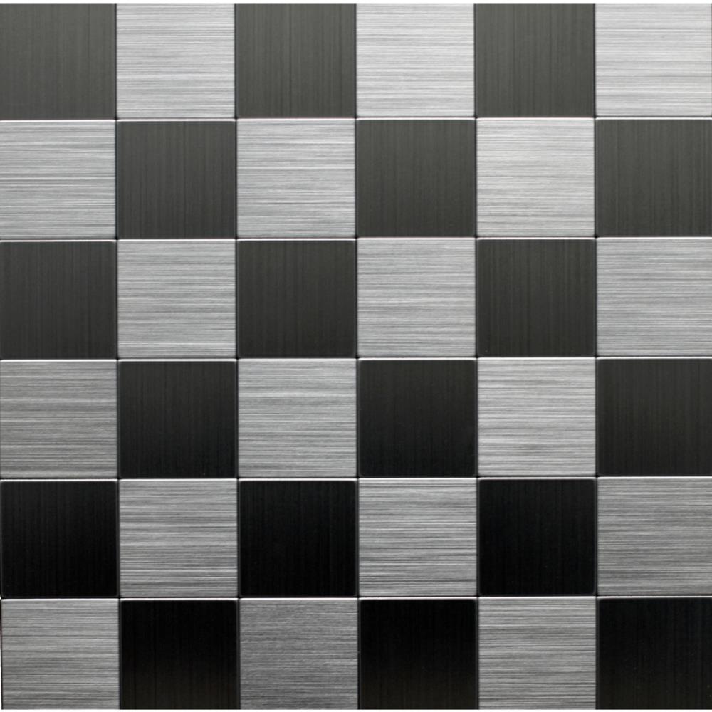 Instant Mosaic 6-Pack White and Brushed Stainless 12-in x 12-in Multi-Finish Metal Versailles Mosaic Peel & Stick Tile