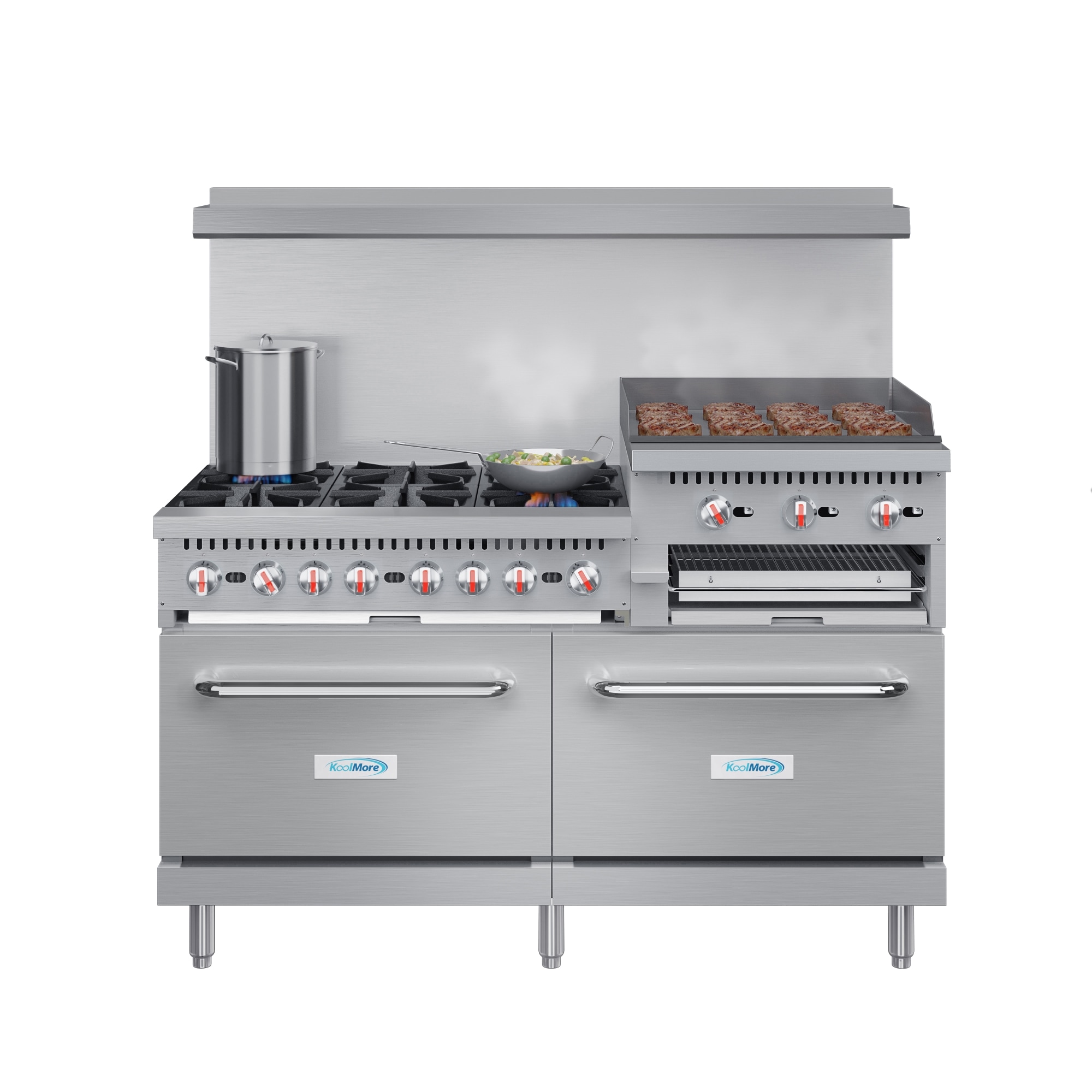 KoolMore LOW-KM-CRGB60-NG 60-in 6 burners 5.5-cu ft / 5.5-cu ft Freestanding Double Oven Gas Range ( Stainless steel )