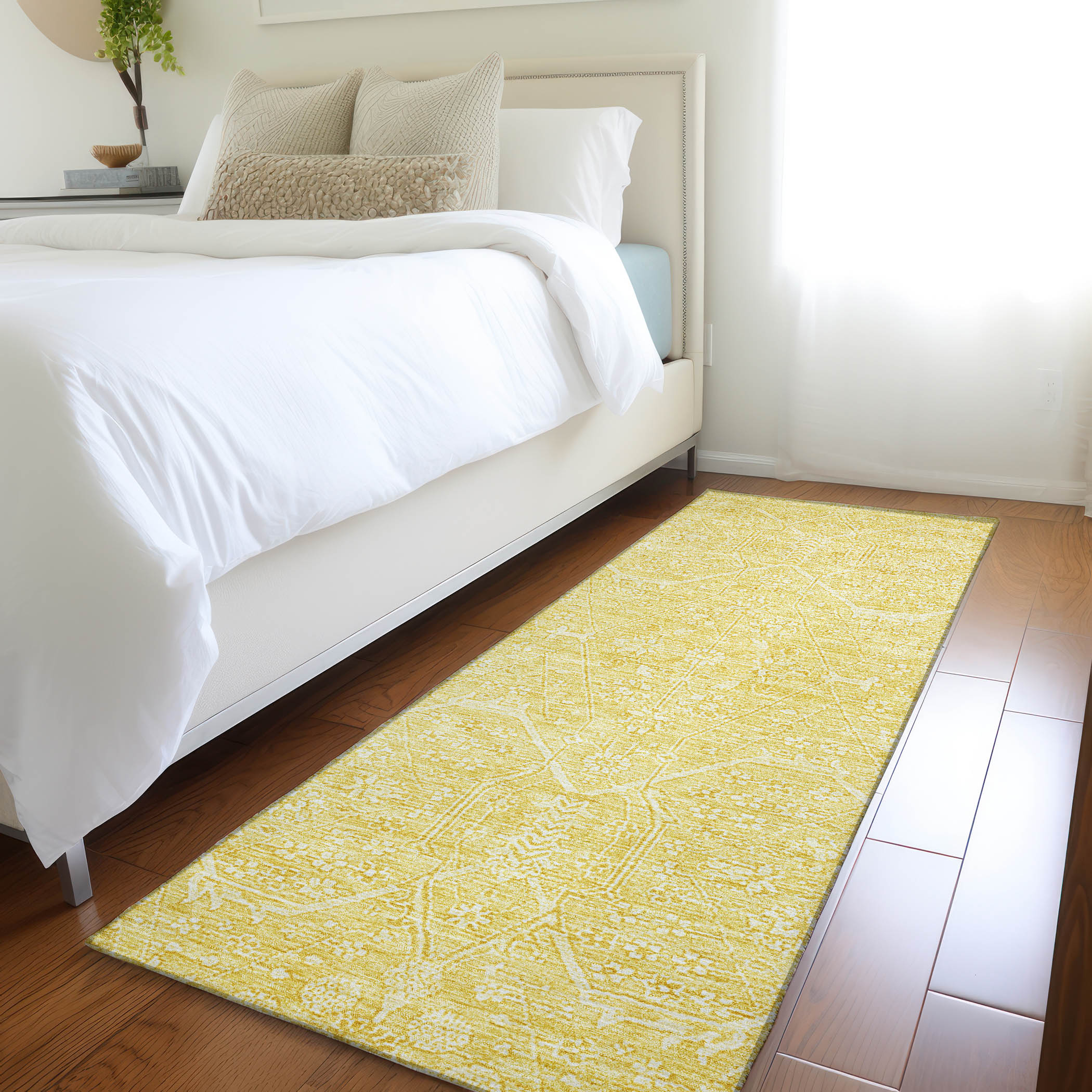 Addison Rugs ACN1224GO2X8 Chantille ACN1224GO 2 x 7 (ft) Polyester Gold Rectangular Indoor/Outdoor Geometric Machine washable Runner rug